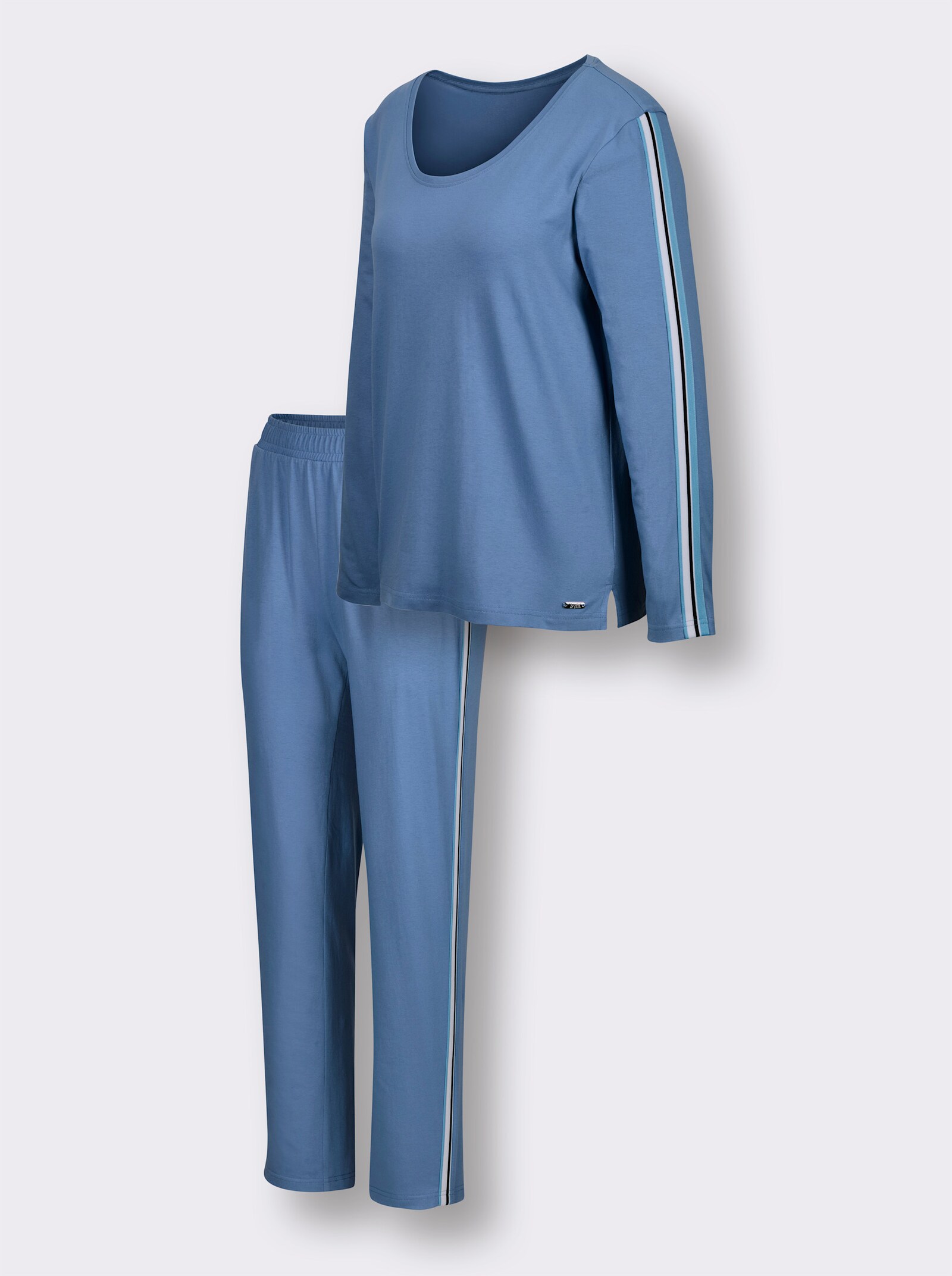 feel good Hausanzug mit Galon-Streifen - mittelblau-aqua