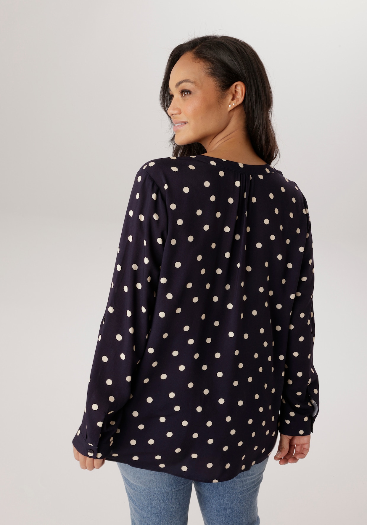 Aniston PLUS Schlupfbluse - marine-wollweiß