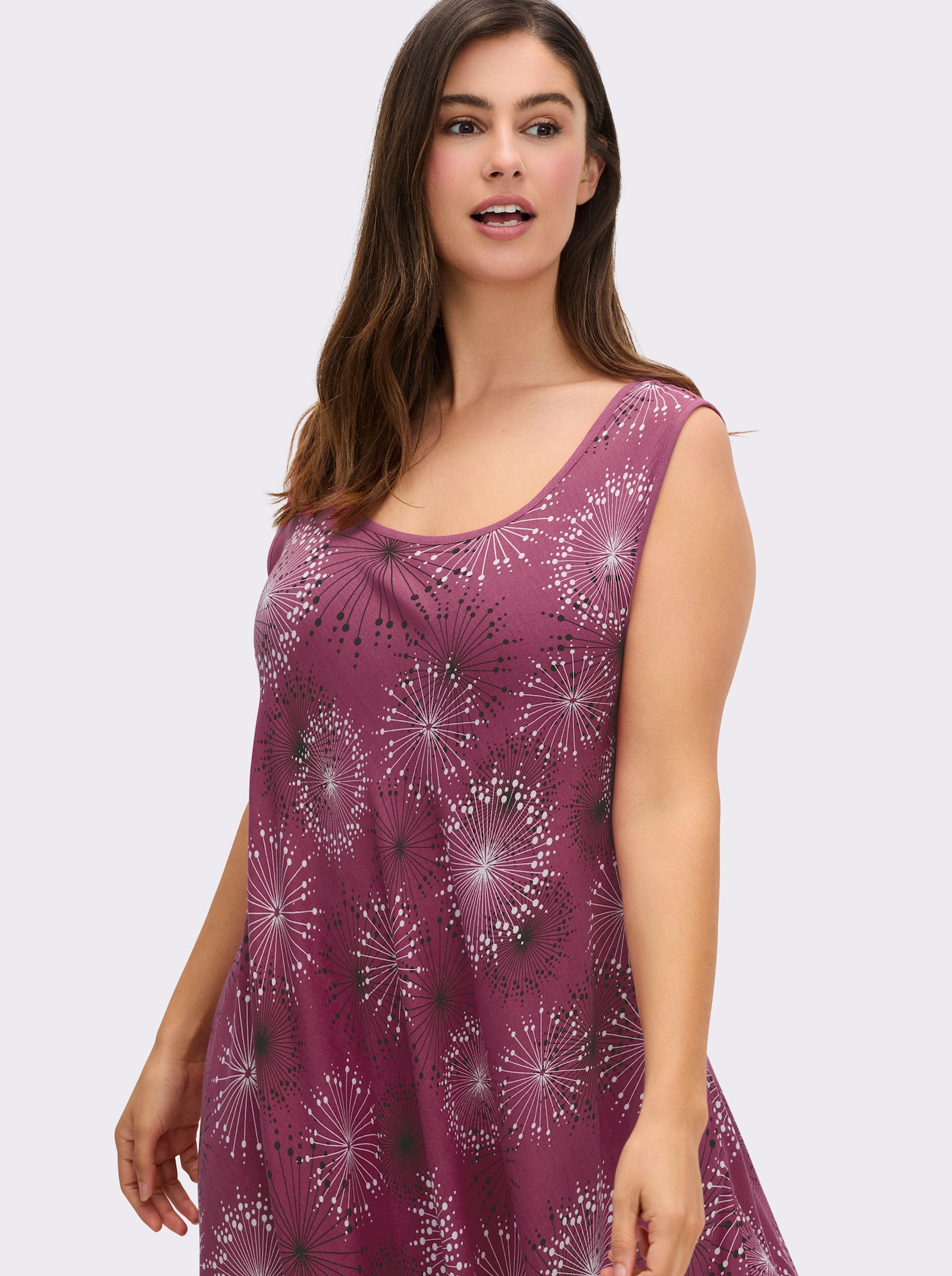 Druckkleid mit Blüten-Muster, figurumspielend - beere-graphit-bedruckt