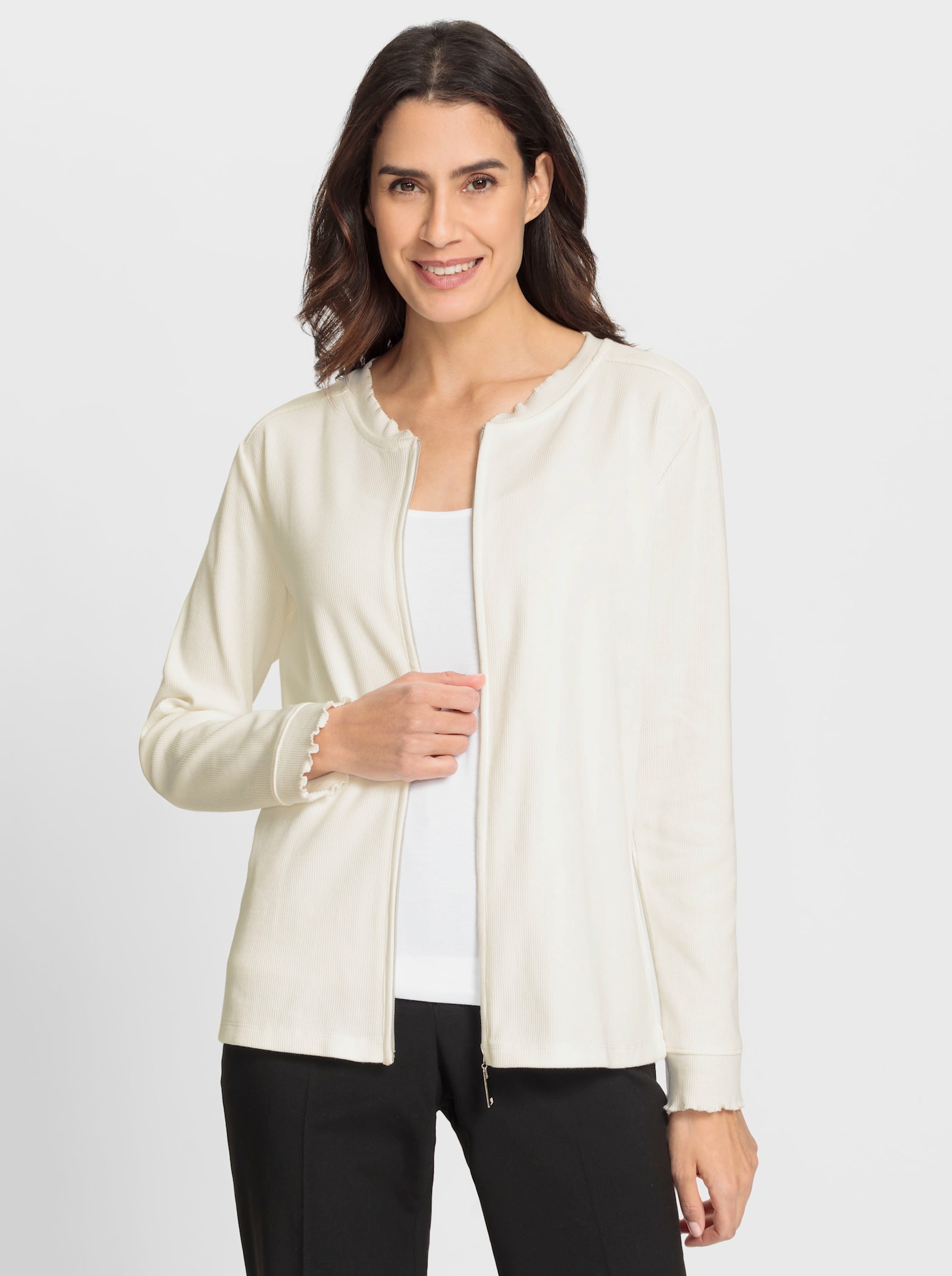 Shirtjacke mit Reißverschluss - ecru