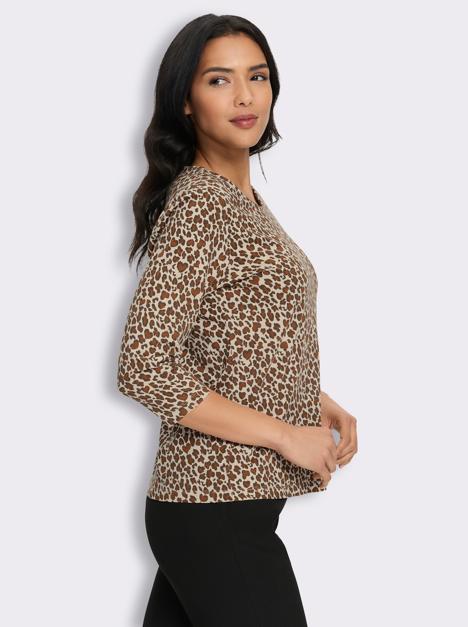 3/4-Arm-Shirt im Mustermix - sand-cognac-bedruckt