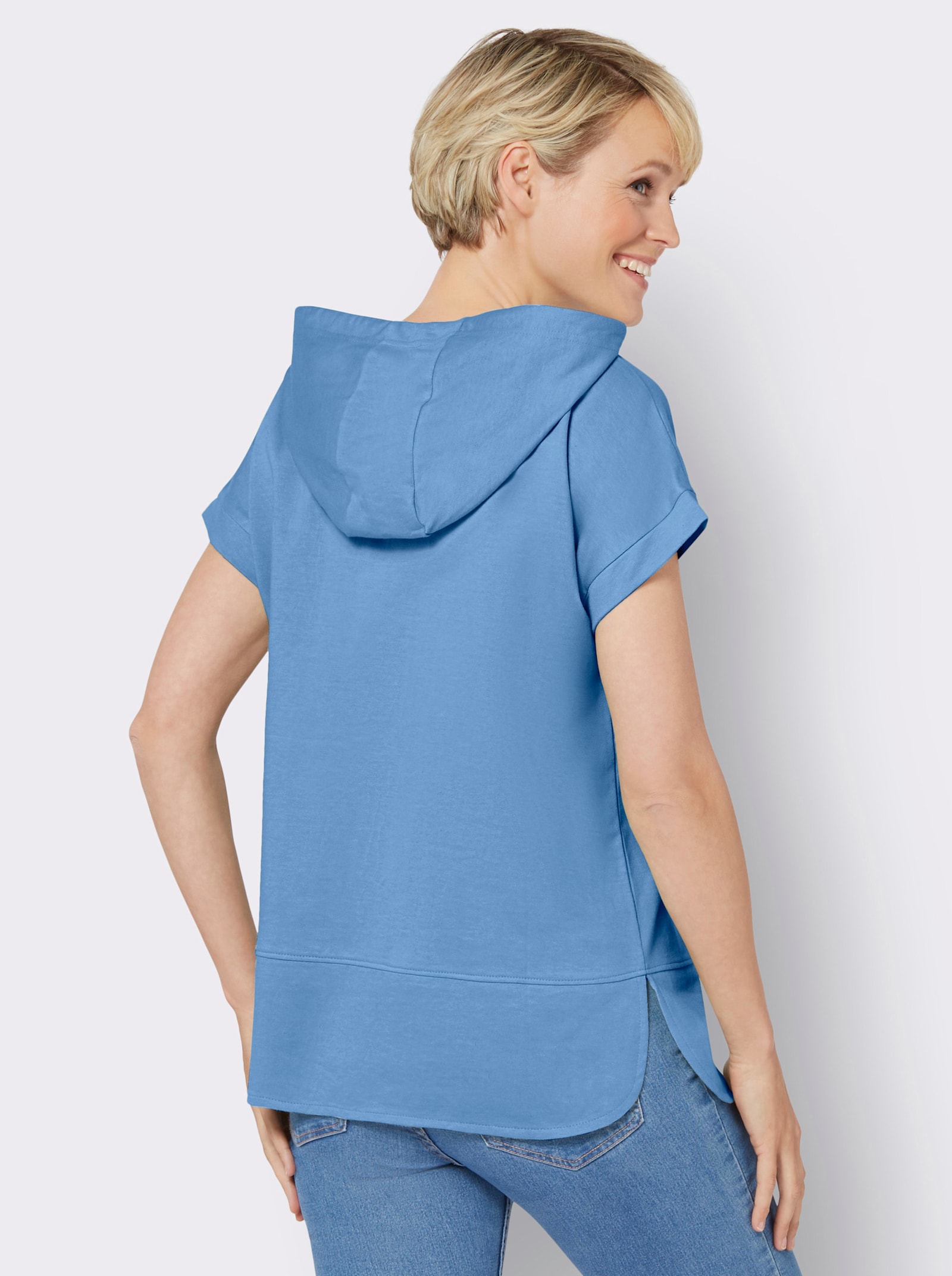 Sweatshirt mit kurzen Ärmeln - himmelblau
