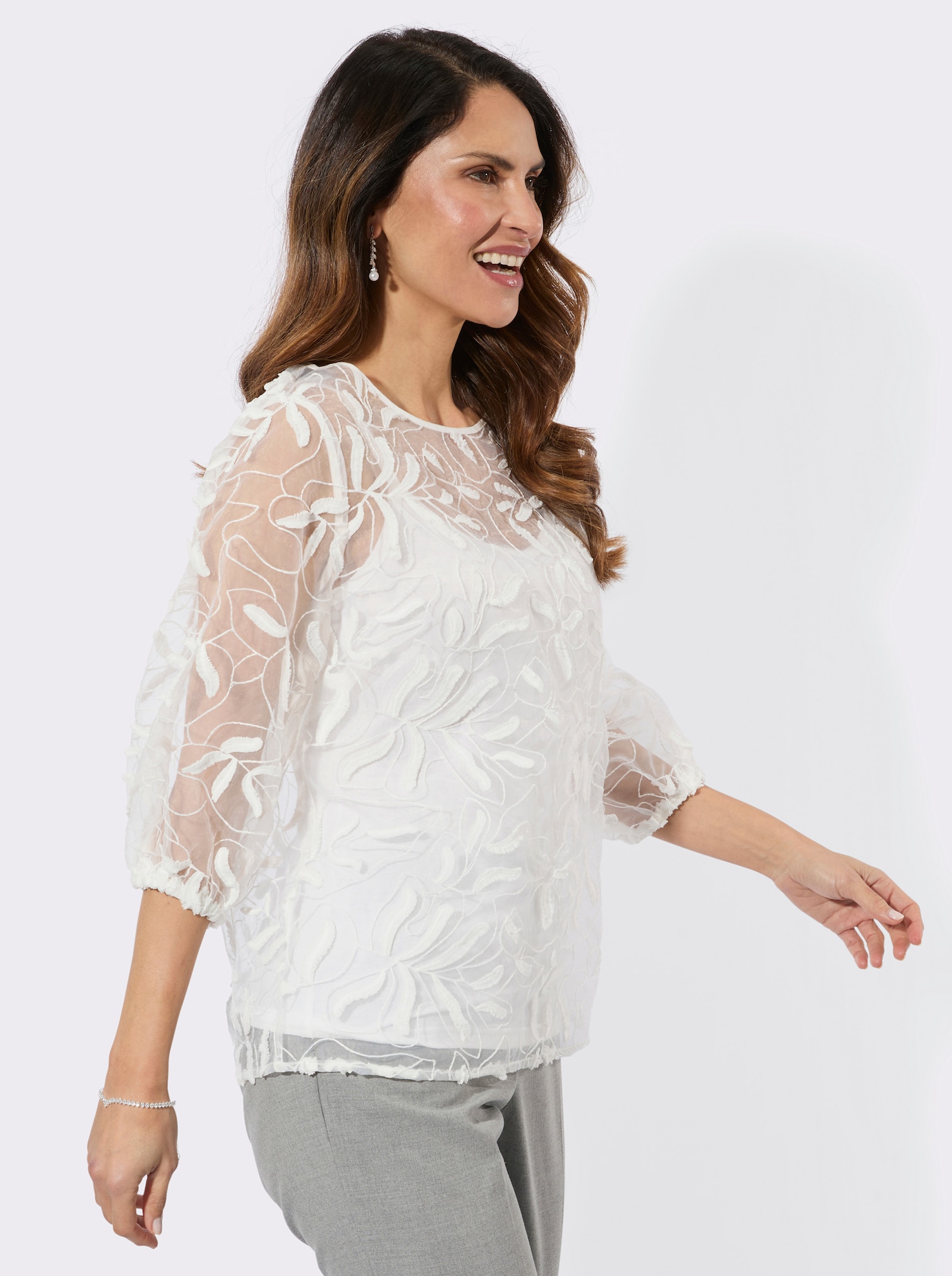 Spitzenbluse inklusive Top - ecru