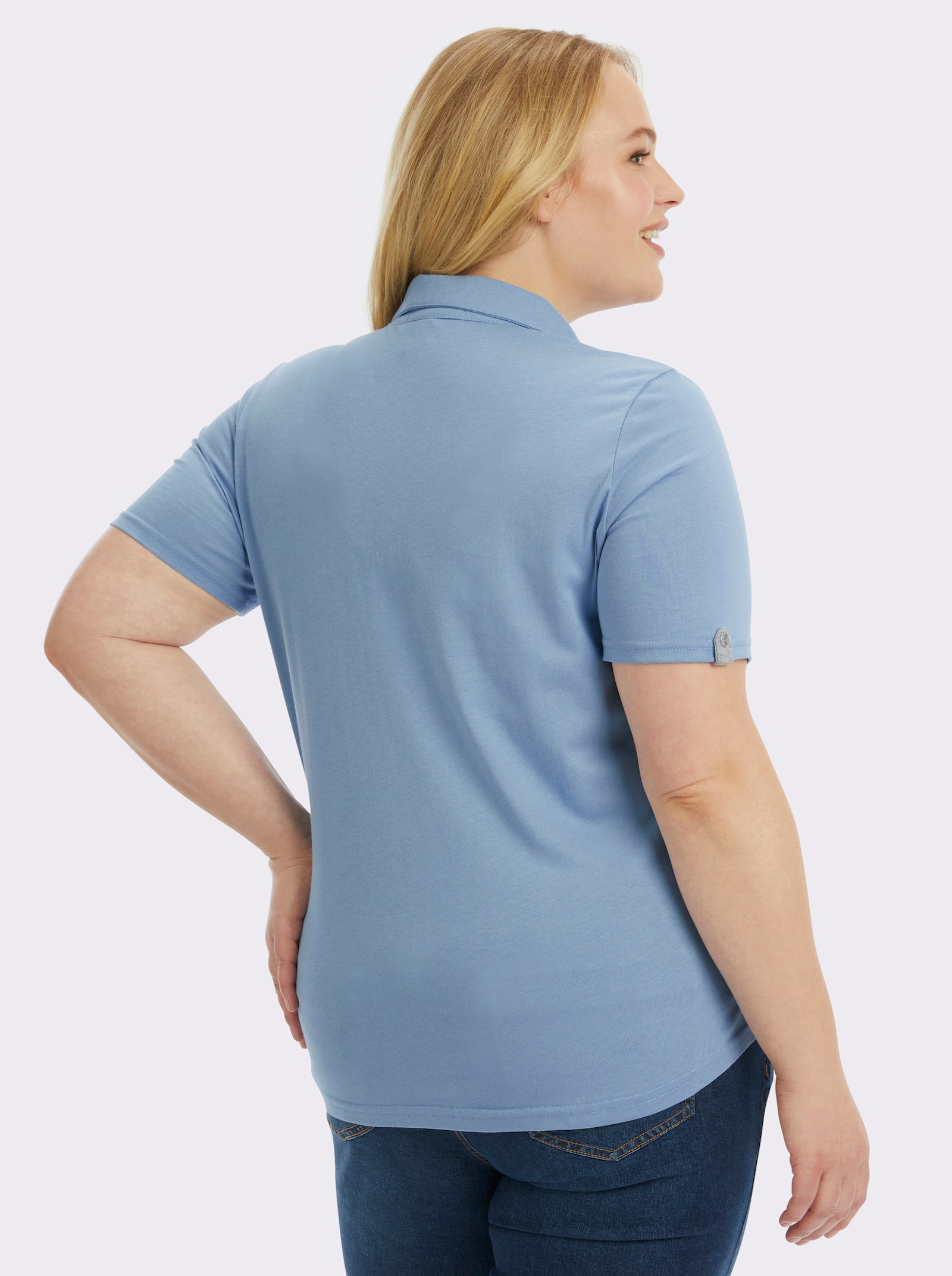 Poloshirt mit Zierriegel - bleu