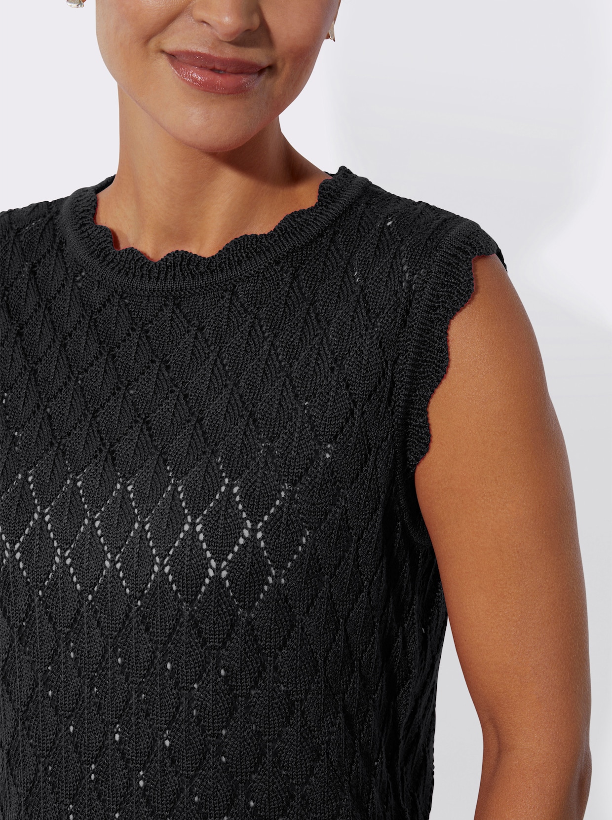 Pullunder im Ajourmuster - schwarz