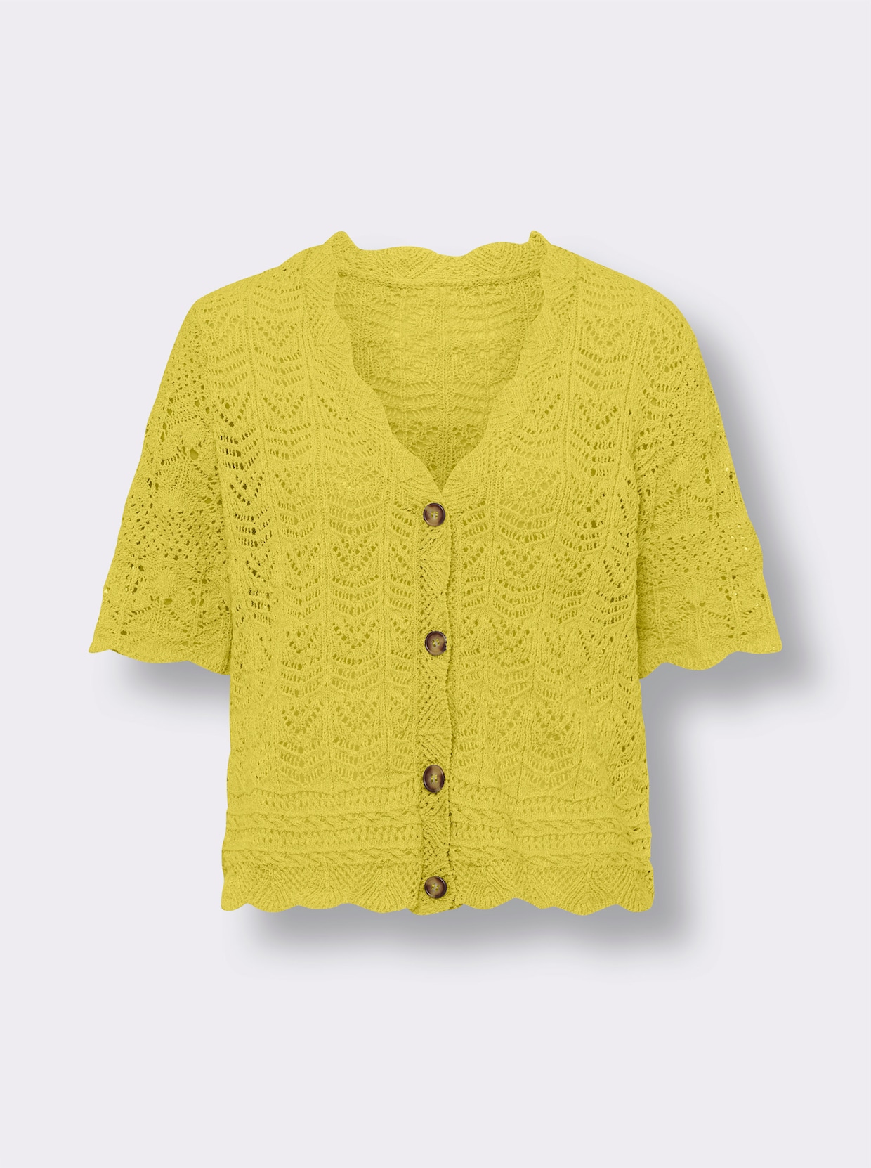 heine Ajourstrickjacke - limone