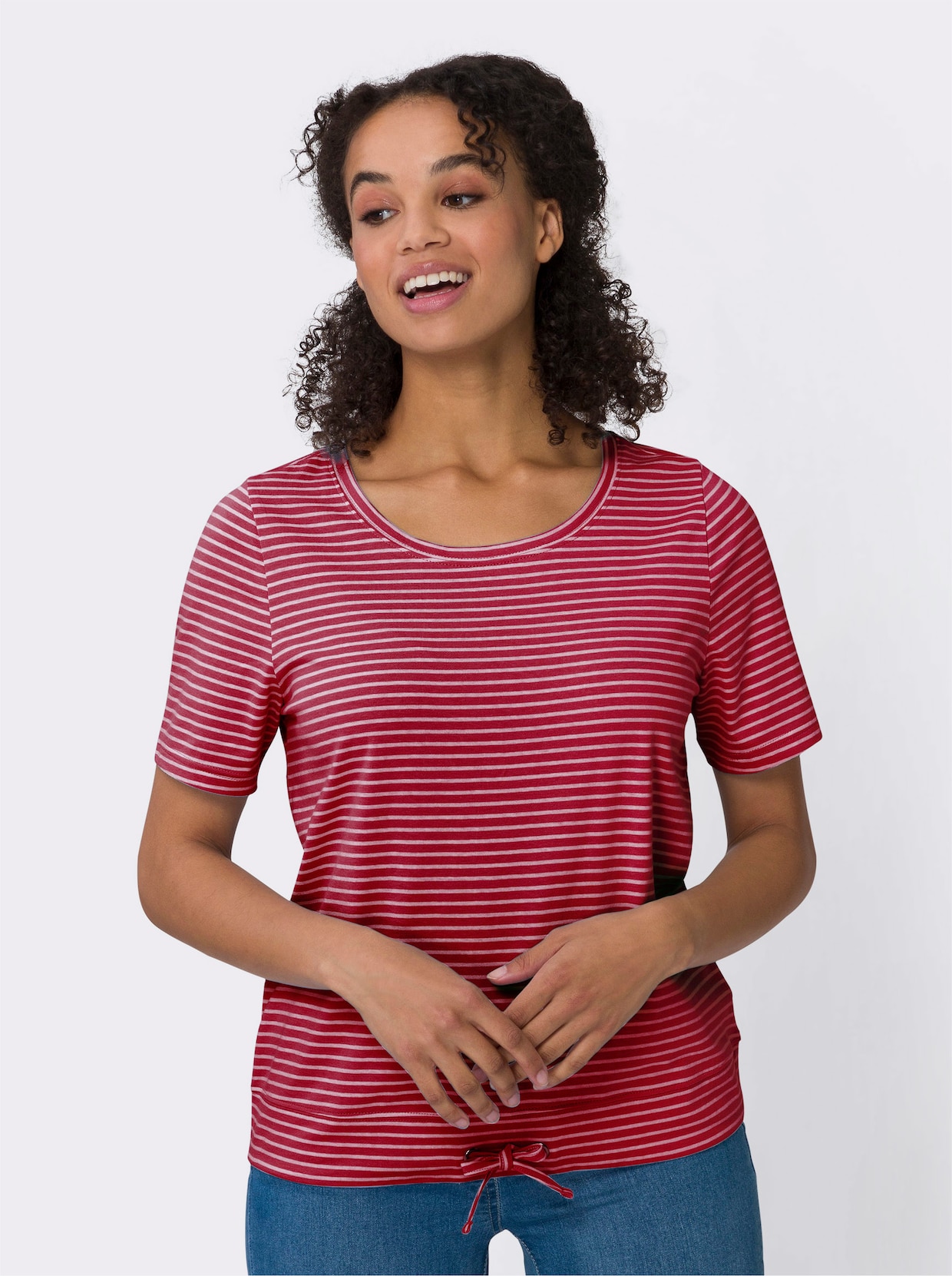 Tričko s krátkým rukávem - červená-bílá-proužek