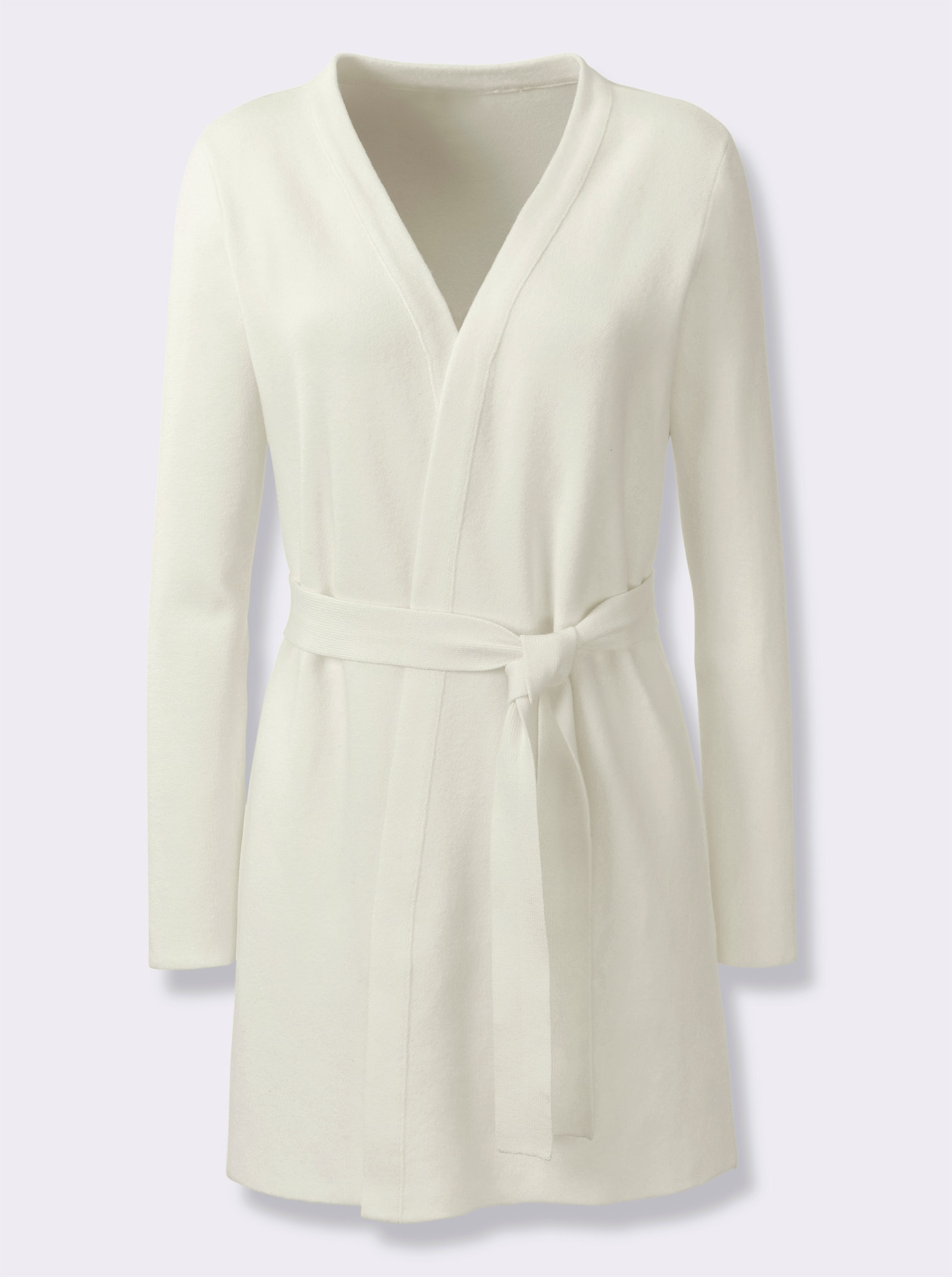 heine Longstrickjacke mit abnehmbarem Bindegürtel - ecru