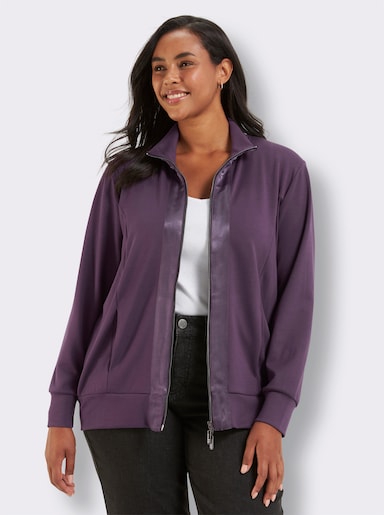 sheego Sweatjacke mit Satinborten - traube