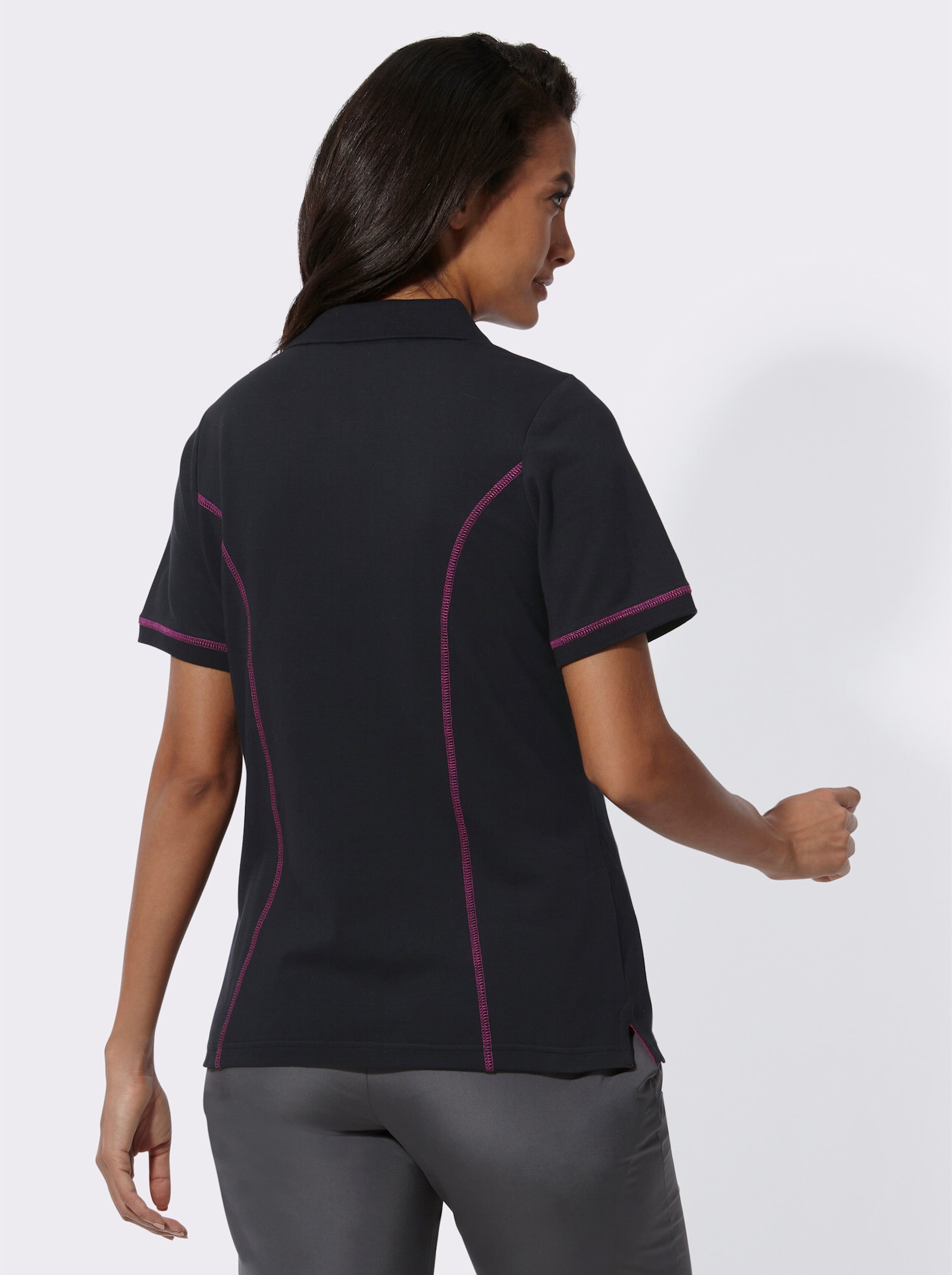 Catamaran Sports Freizeitshirt in Pikee-Qualität - schwarz-pink