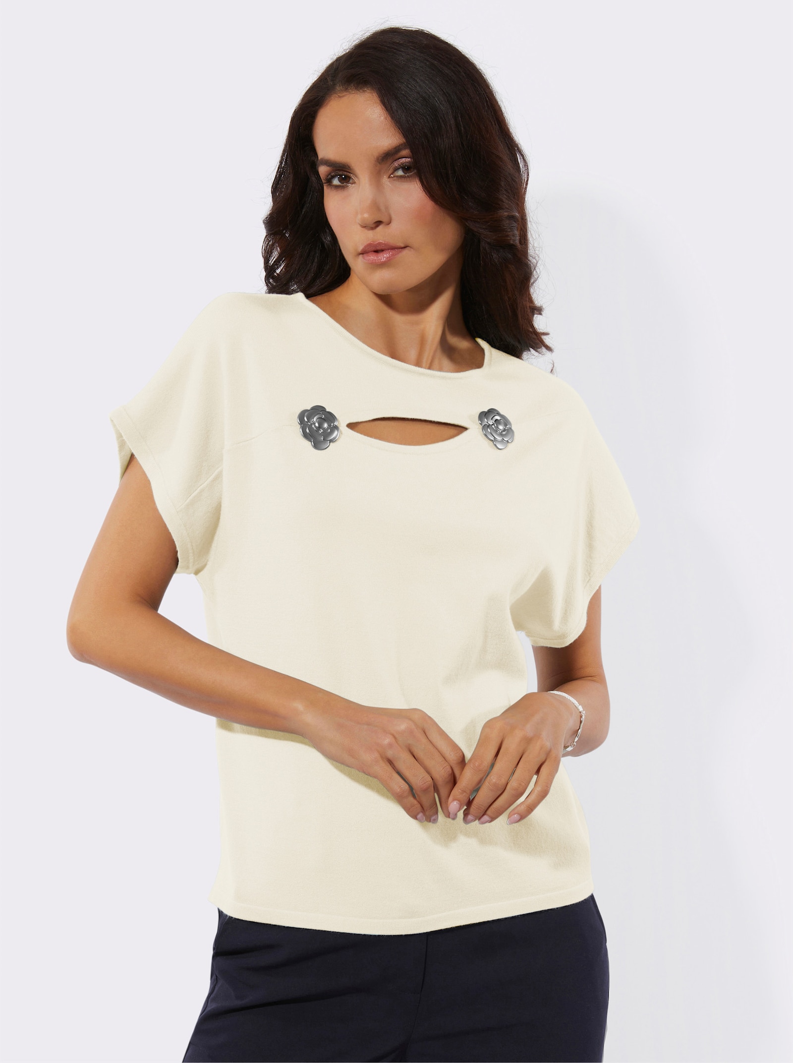 Feinstrickpullover mit Viskose - champagner