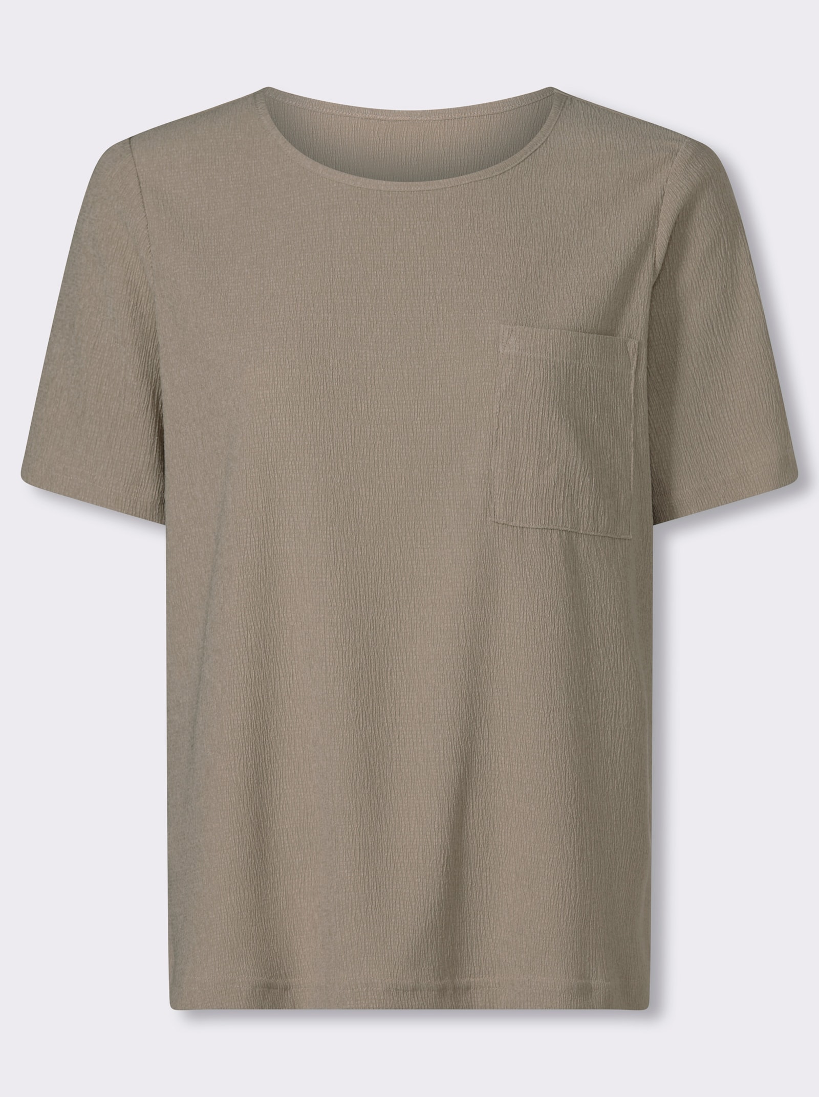 Shirt met korte mouwen en borstzak - sesam