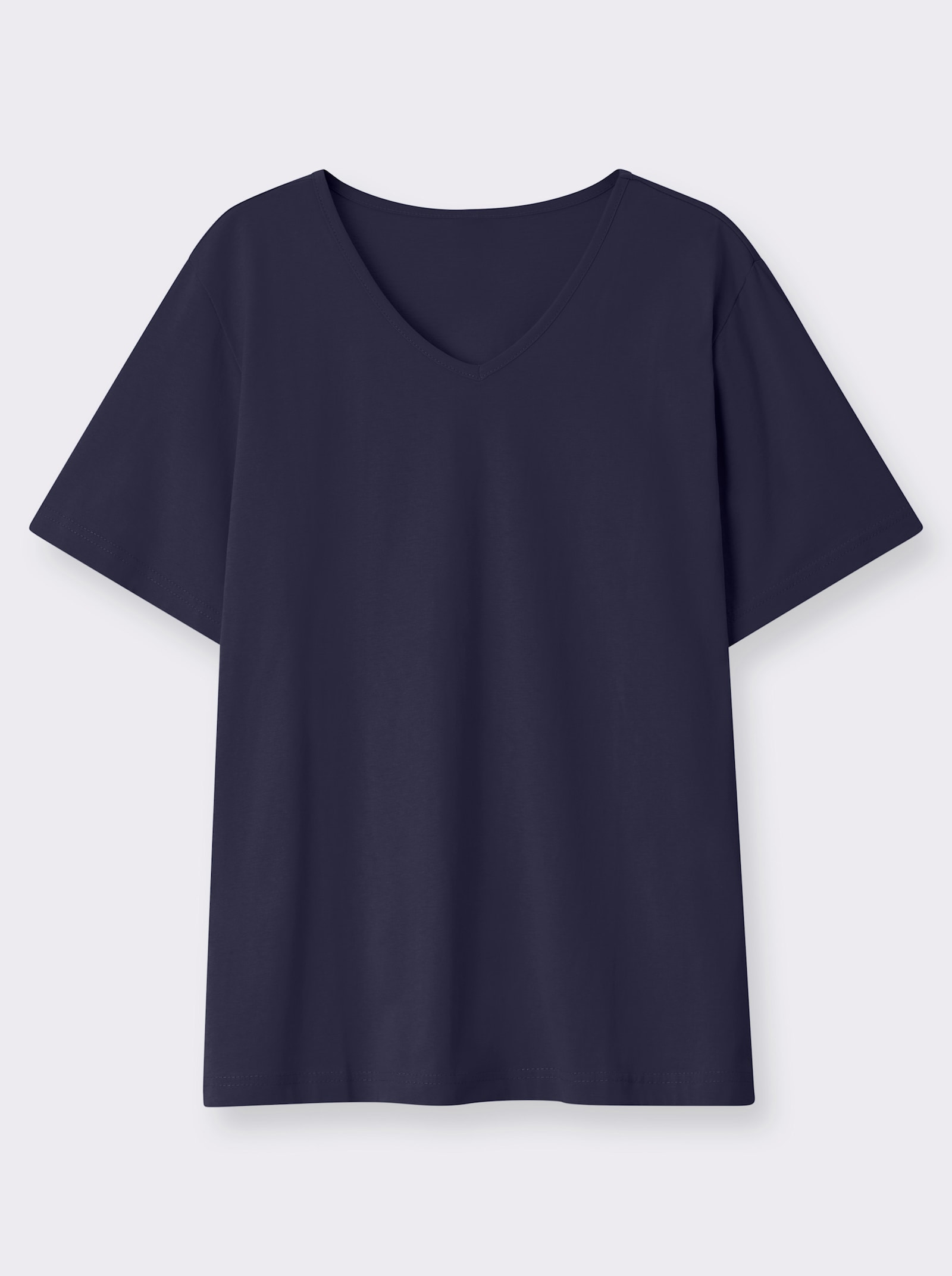 Kurzarmshirt mit V-Ausschnitt - nachtblau