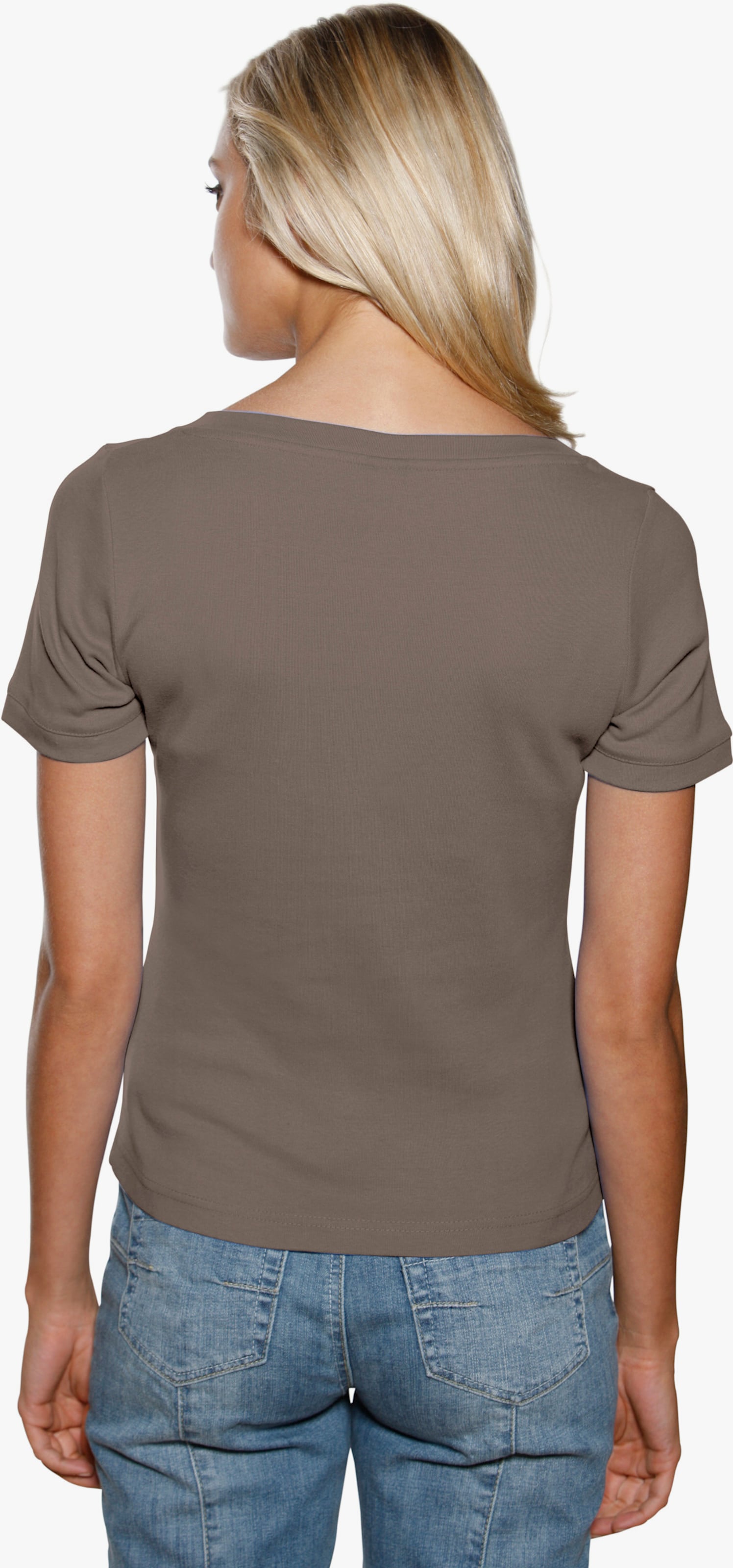 heine Shirt aus Rippenware - taupe