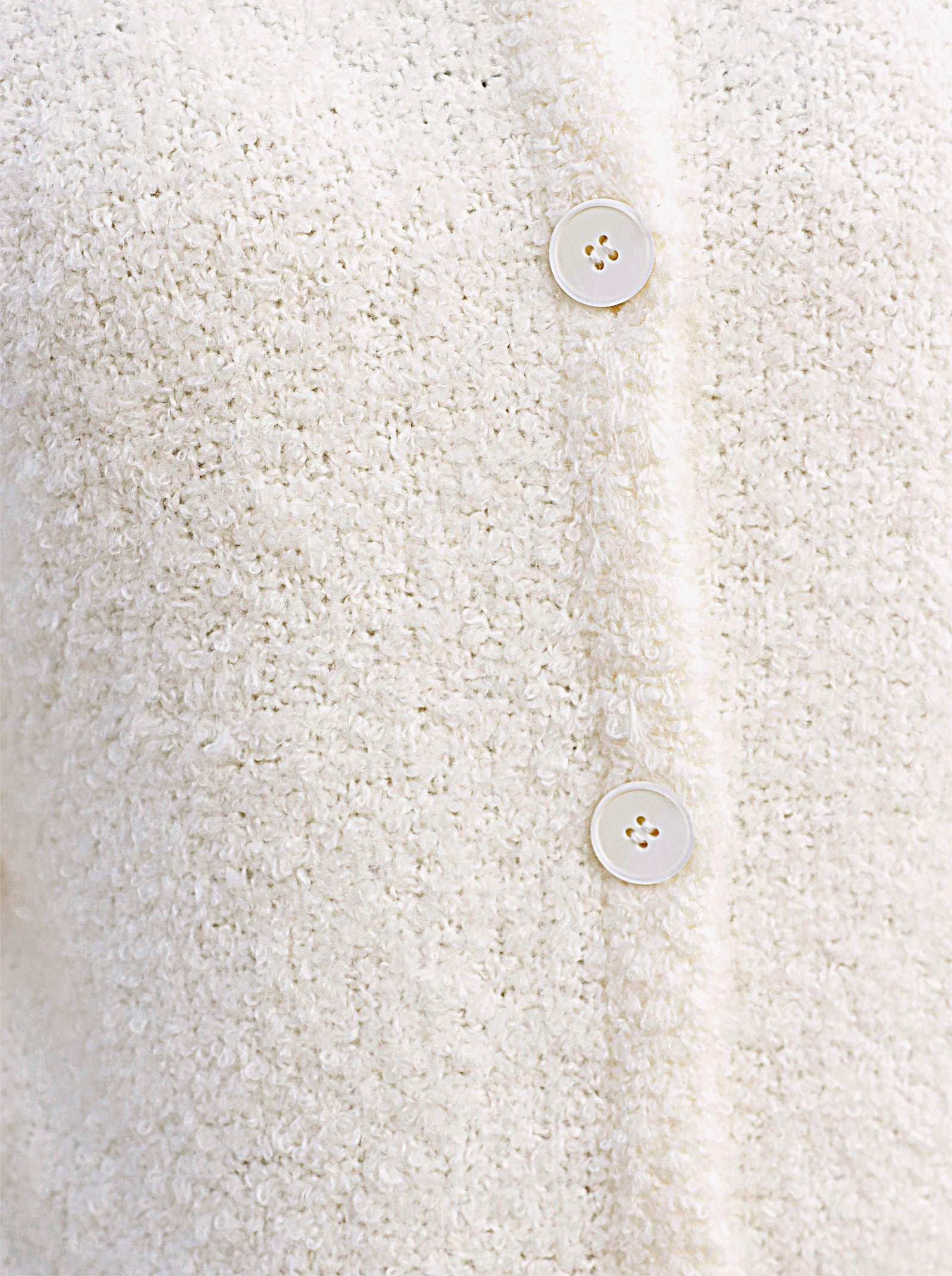 heine Lång kofta i bouclégarn - gräddvit, melerad