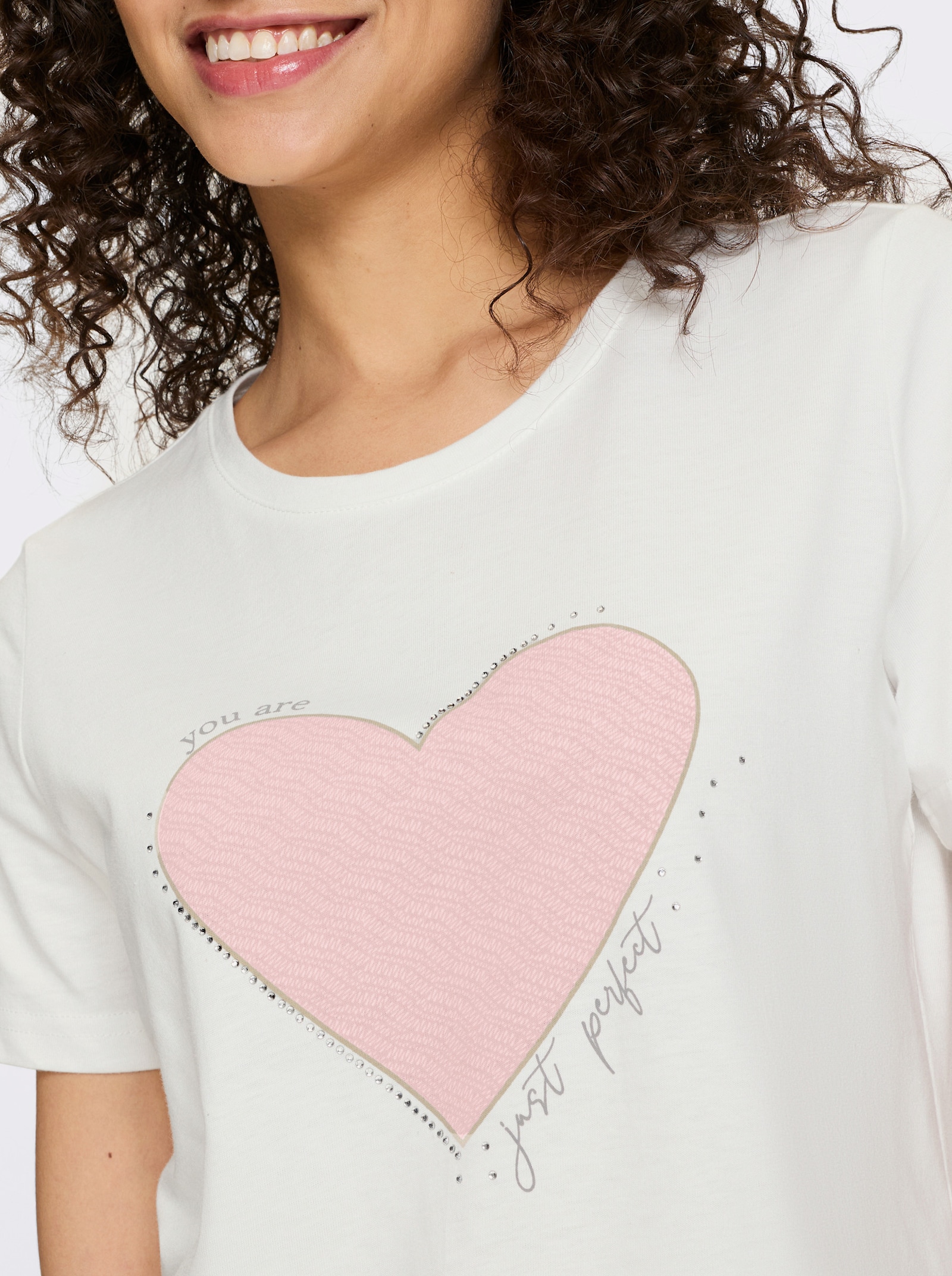 heine T-Shirt mit Herz-Motiv - hellrosé