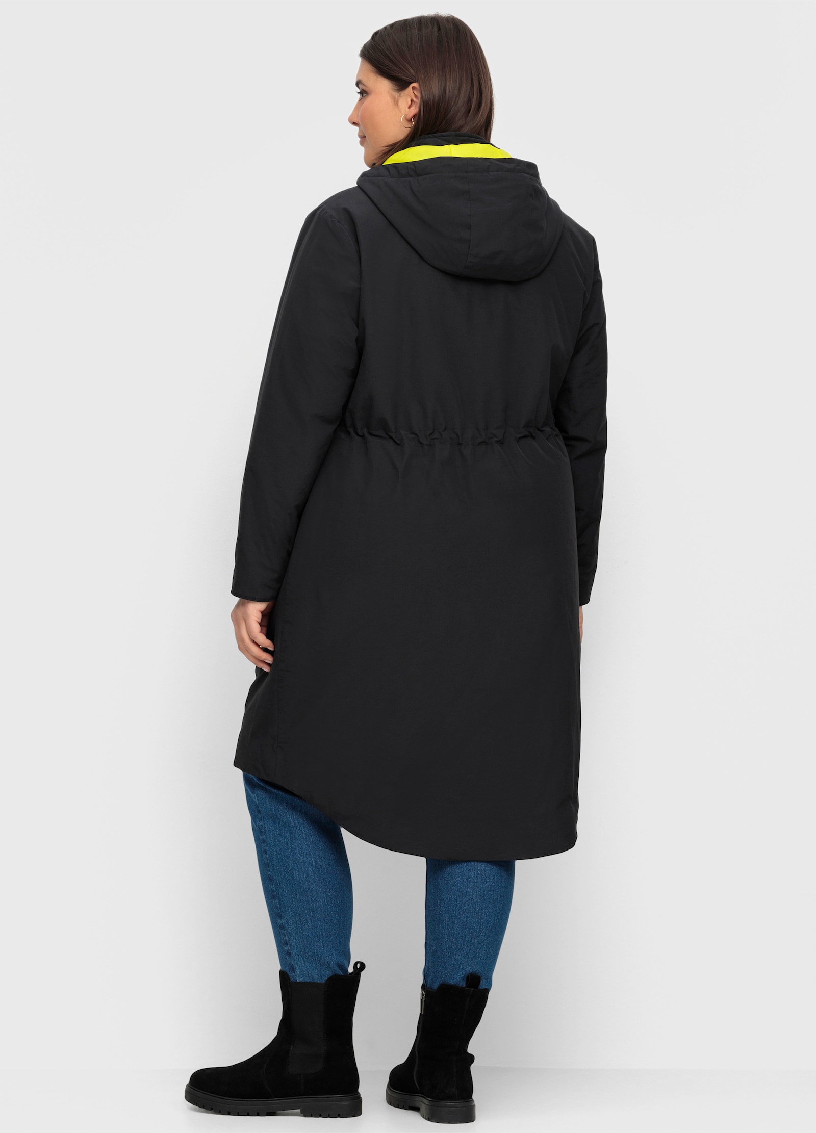 sheego Parka avec doublure contrastée - noir