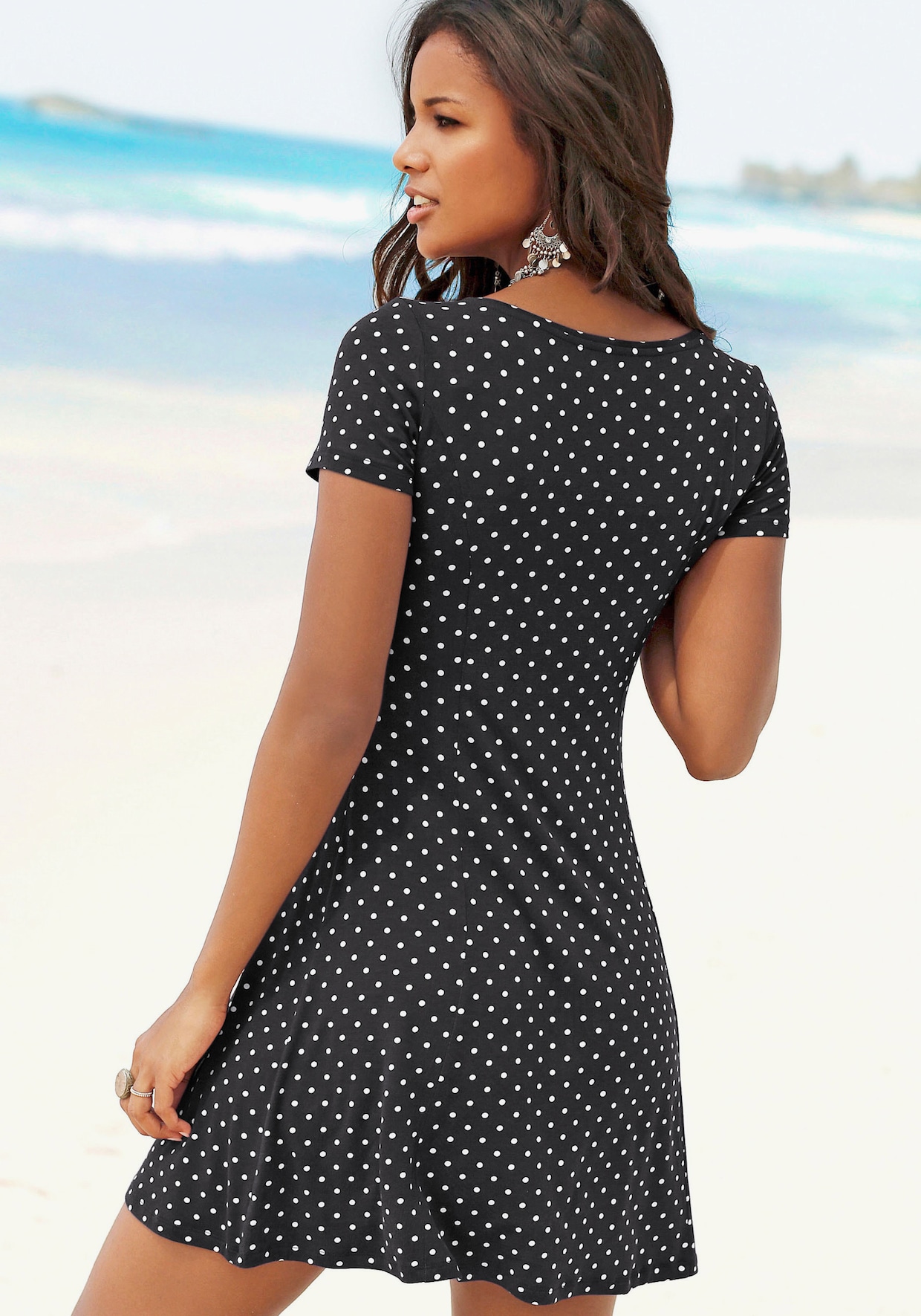 Beachtime Sommerkleid - schwarz-weiß-gepunktet