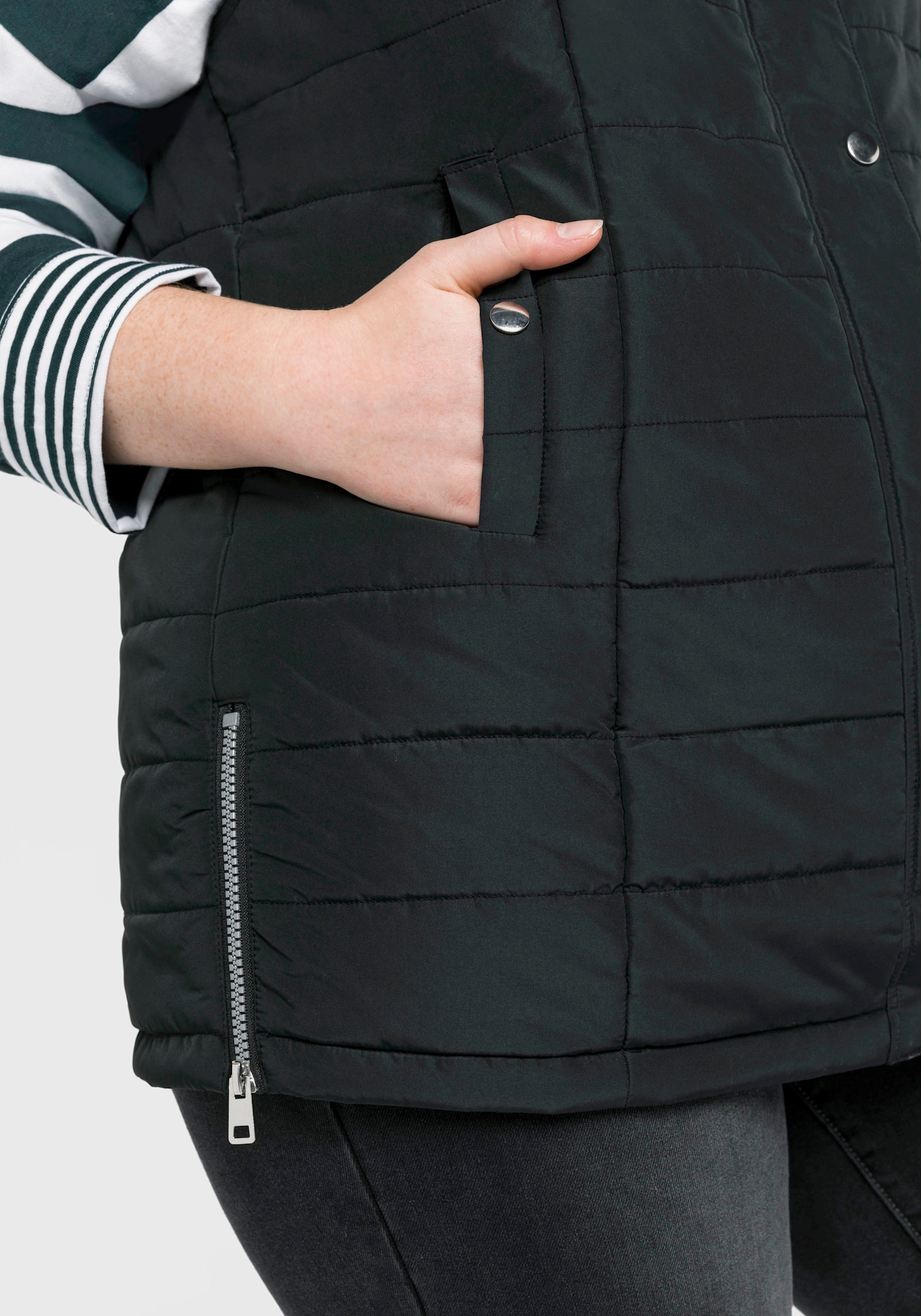 sheego Steppweste mit Kapuze - schwarz