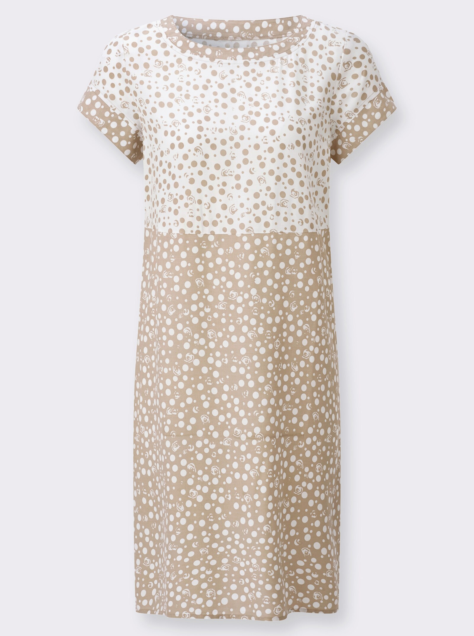 Webkleid im Pünktchen-Dessin - beige-ecru-bedruckt