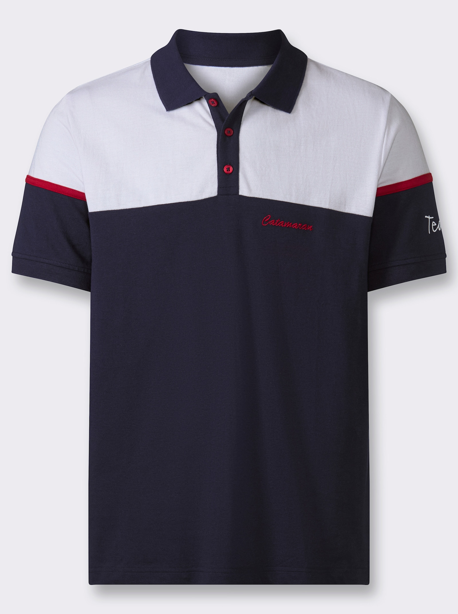 Poloshirt mit Colour-Blocking - marine-weiß