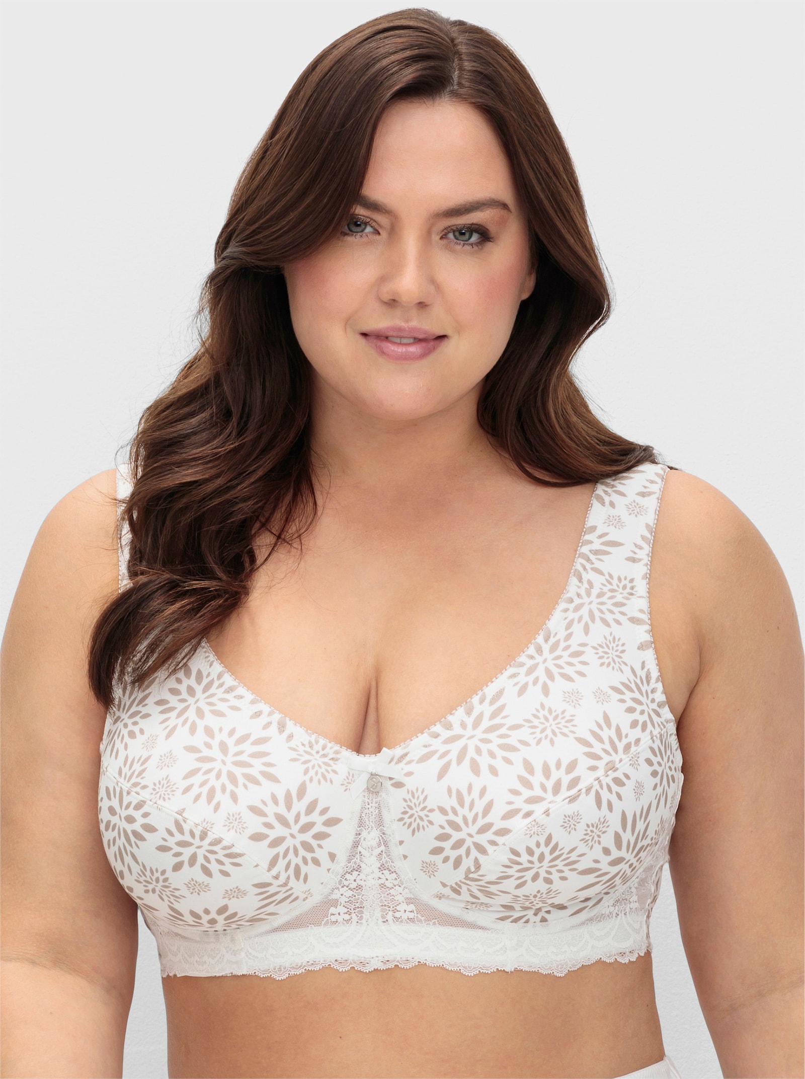 sheego Entlastungs-BH mit Blütendruck - beige-bedruckt