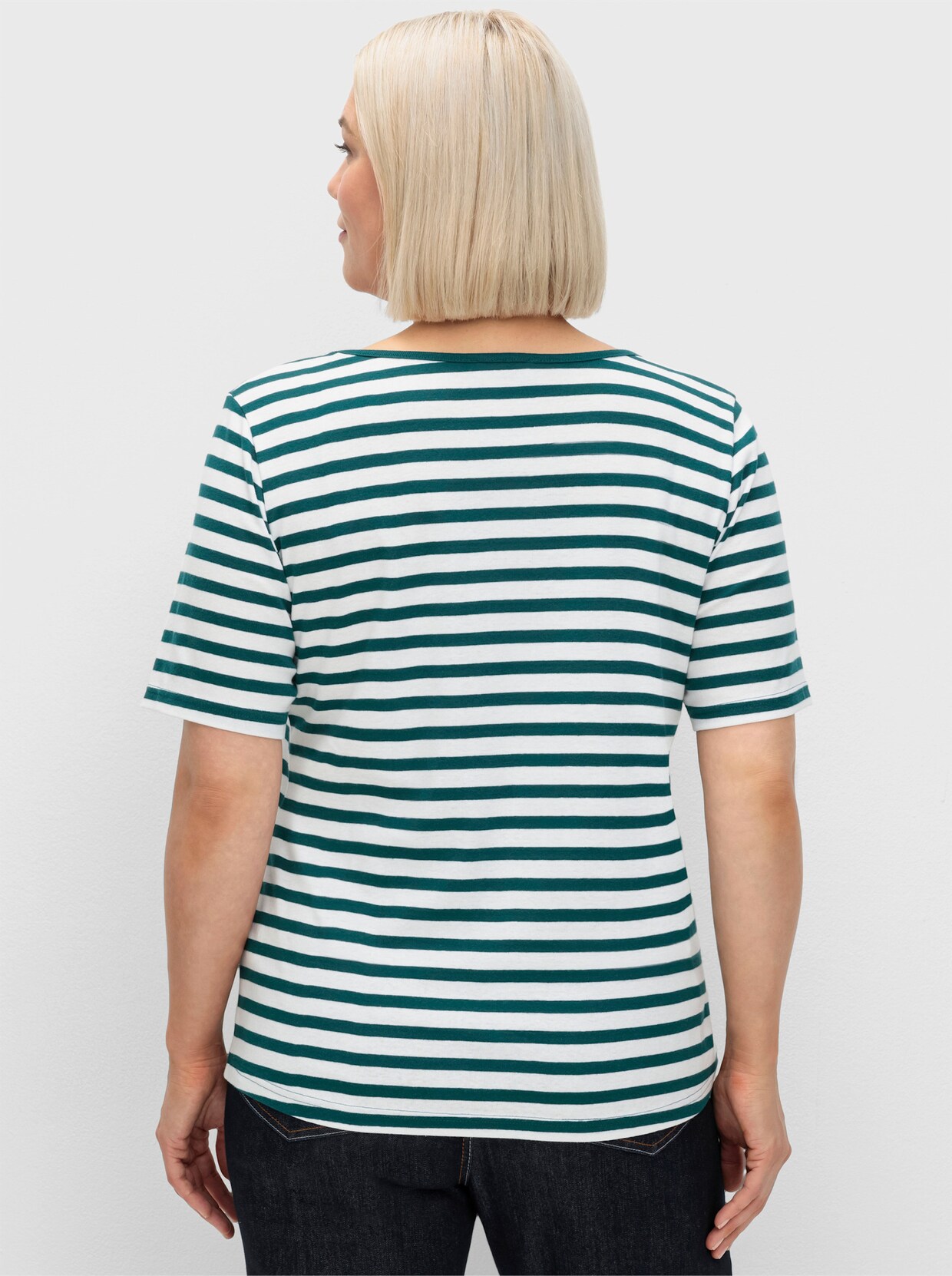 sheego Gestreept shirt - petrol/wit