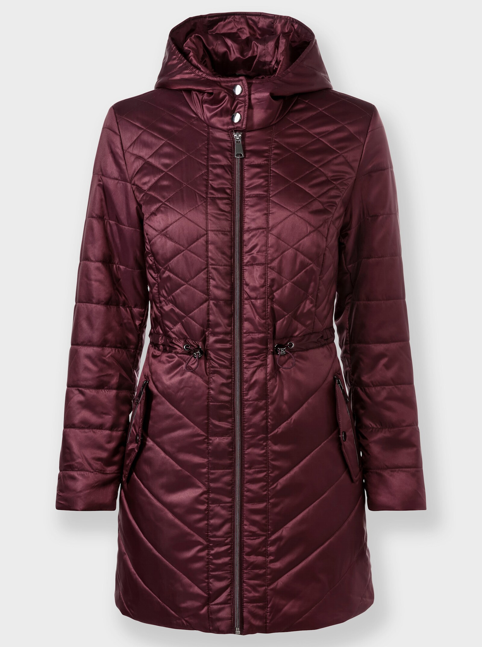 Jack met capuchon en glanzend oppervlak - bordeaux