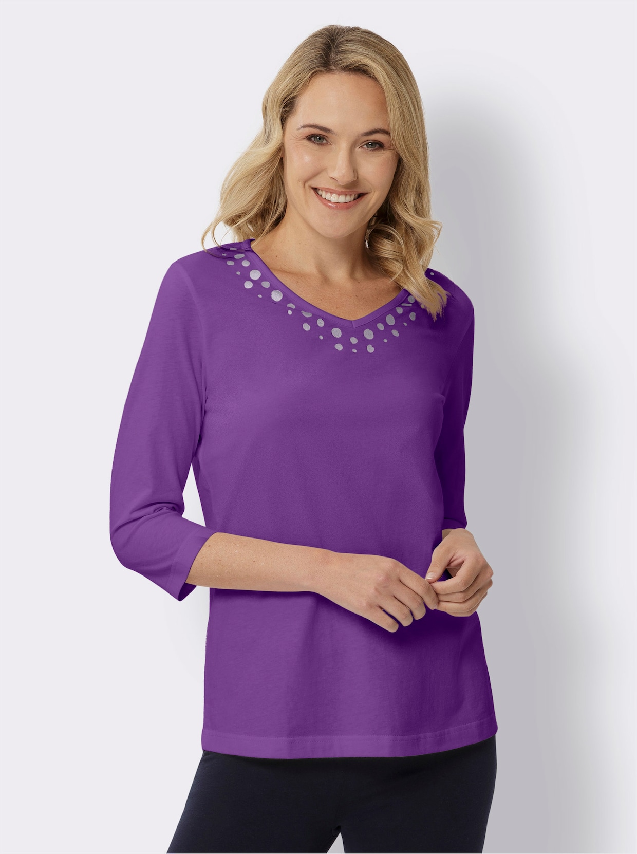 Shirt met 3/4-mouw - paars