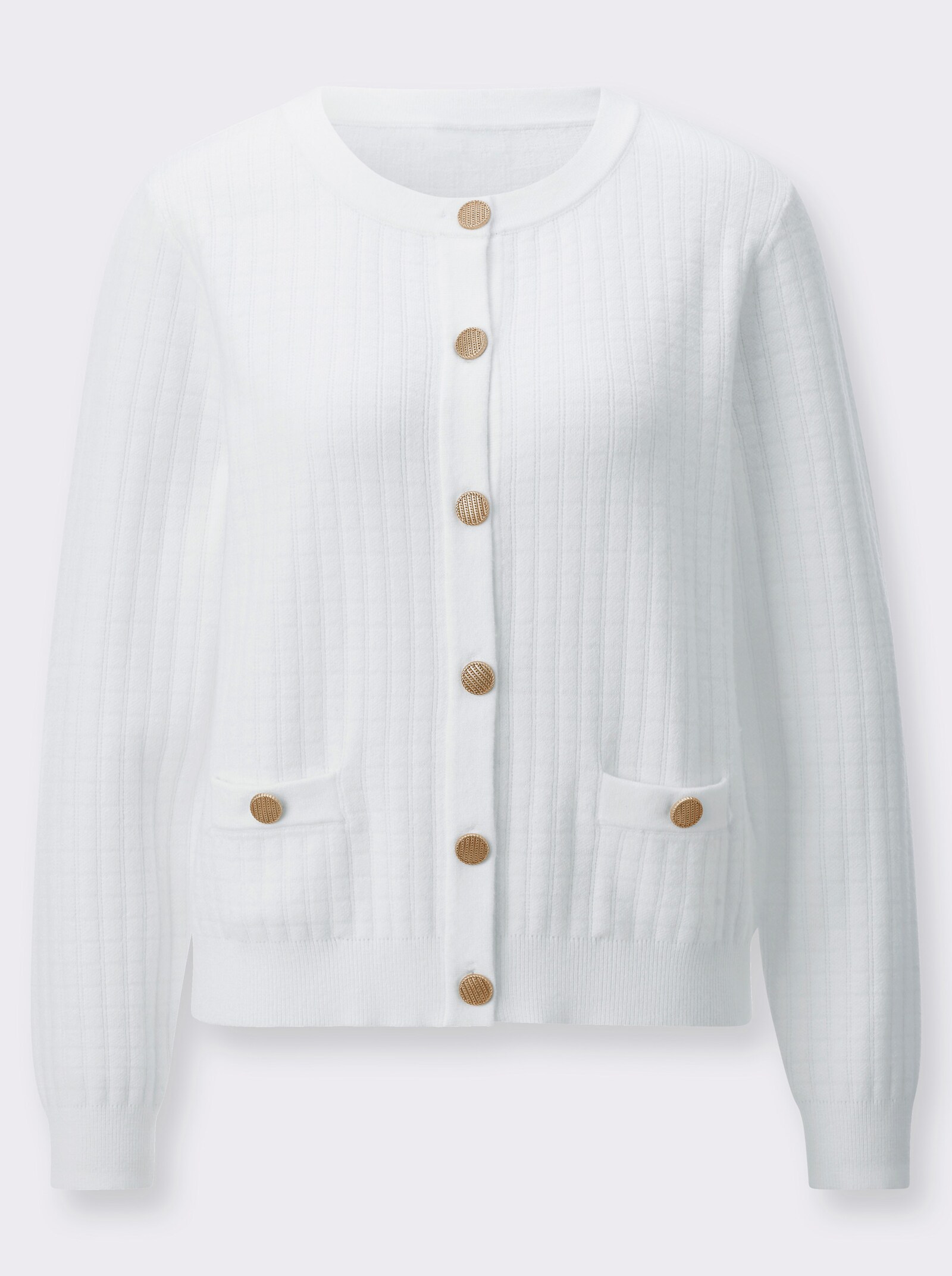 Strickjacke mit integrierten Taschen - ecru