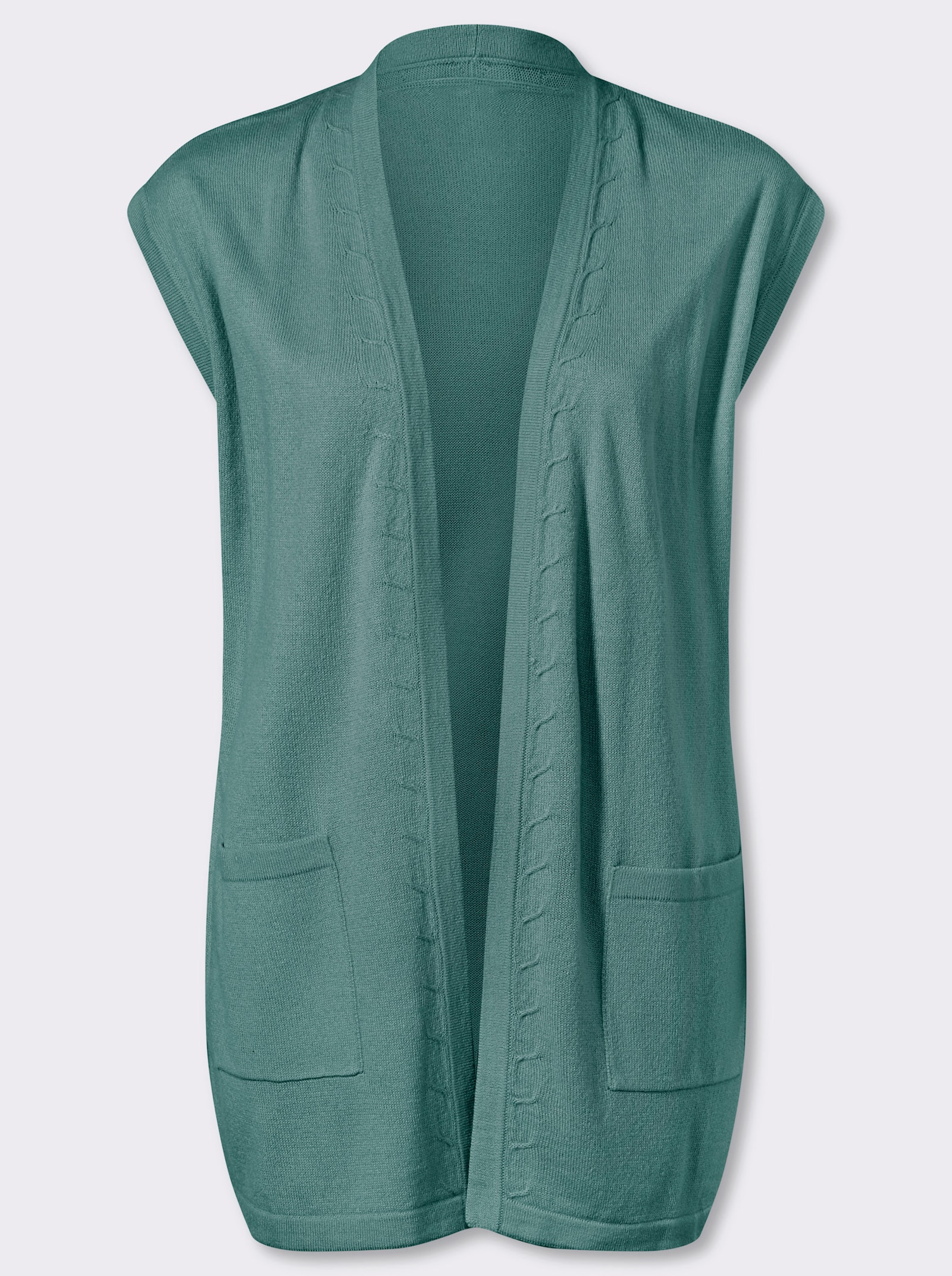 Strickweste in Longform - salbei