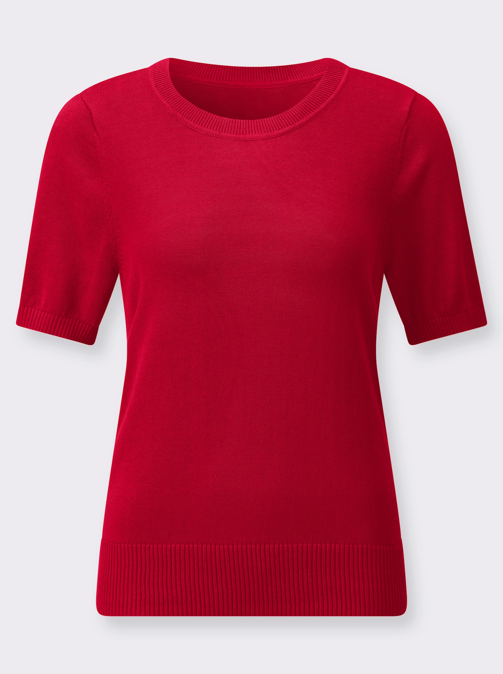 Bomullströja med ribbade avslut - röd