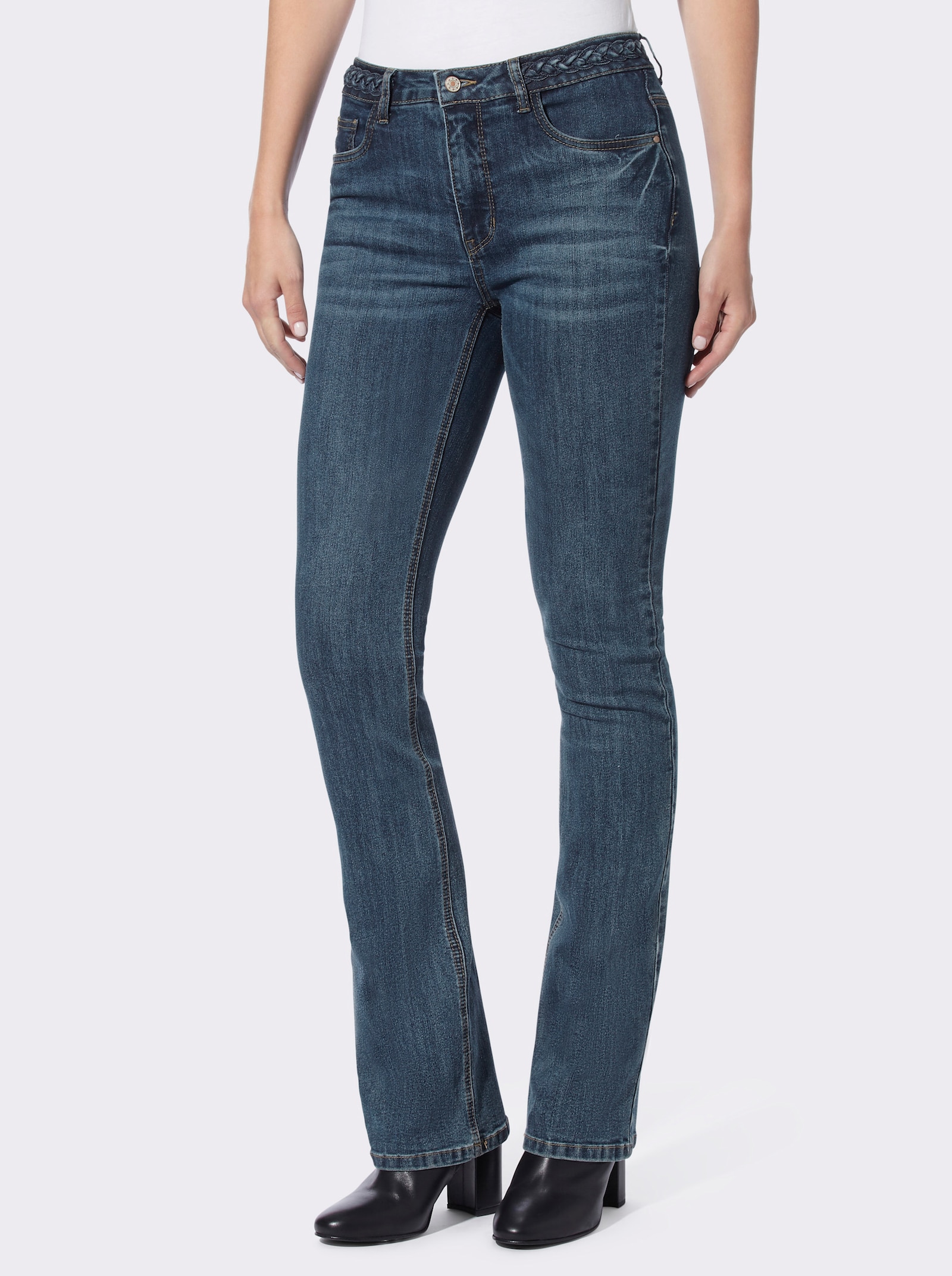 heine 5-pocketjeans met gevlochten applicaties - blue-stonewashed