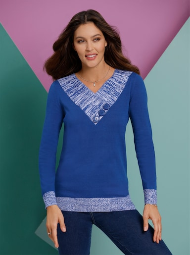 Langarm-Pullover - royalblau