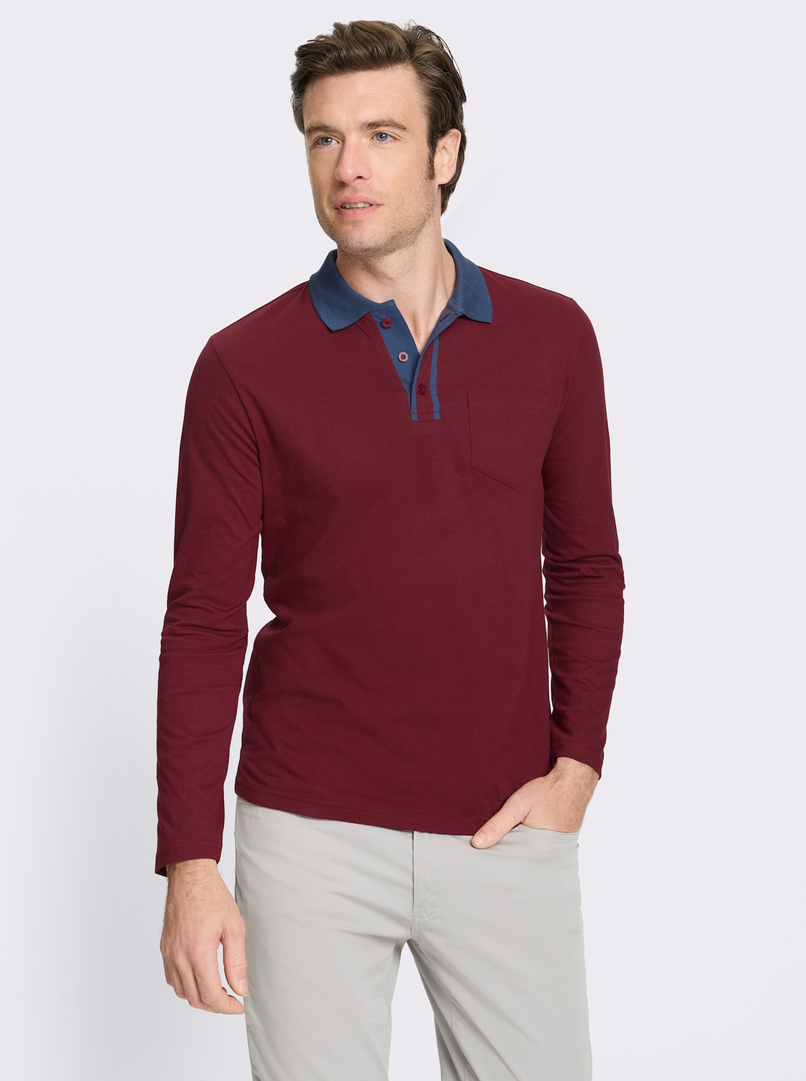 Catamaran Langarm-Poloshirt - bordeaux
