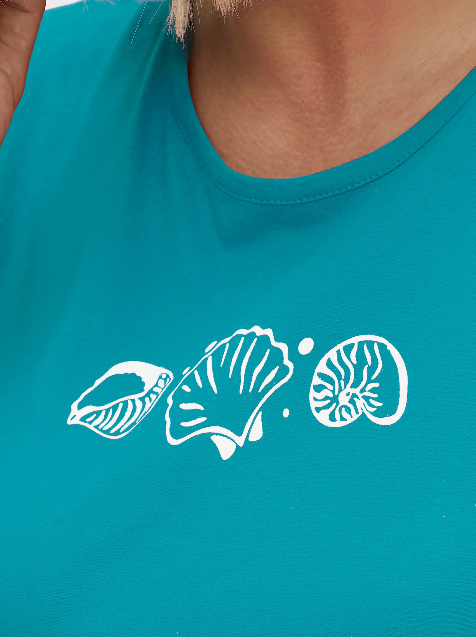 Shirttop mit Seitenschlitzen - türkis