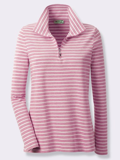 Langarmshirt - rosé-gestreift