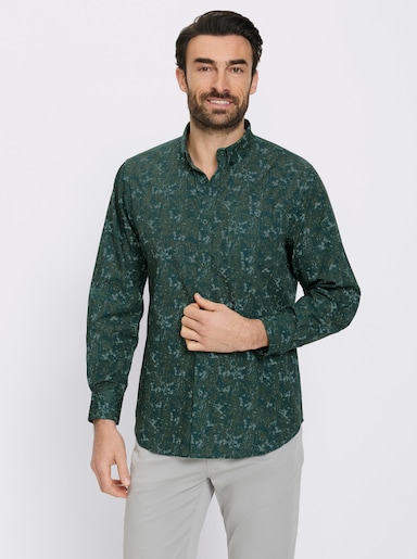 Marco Donati Langarmhemd mit Allover-Print - moos-gemustert