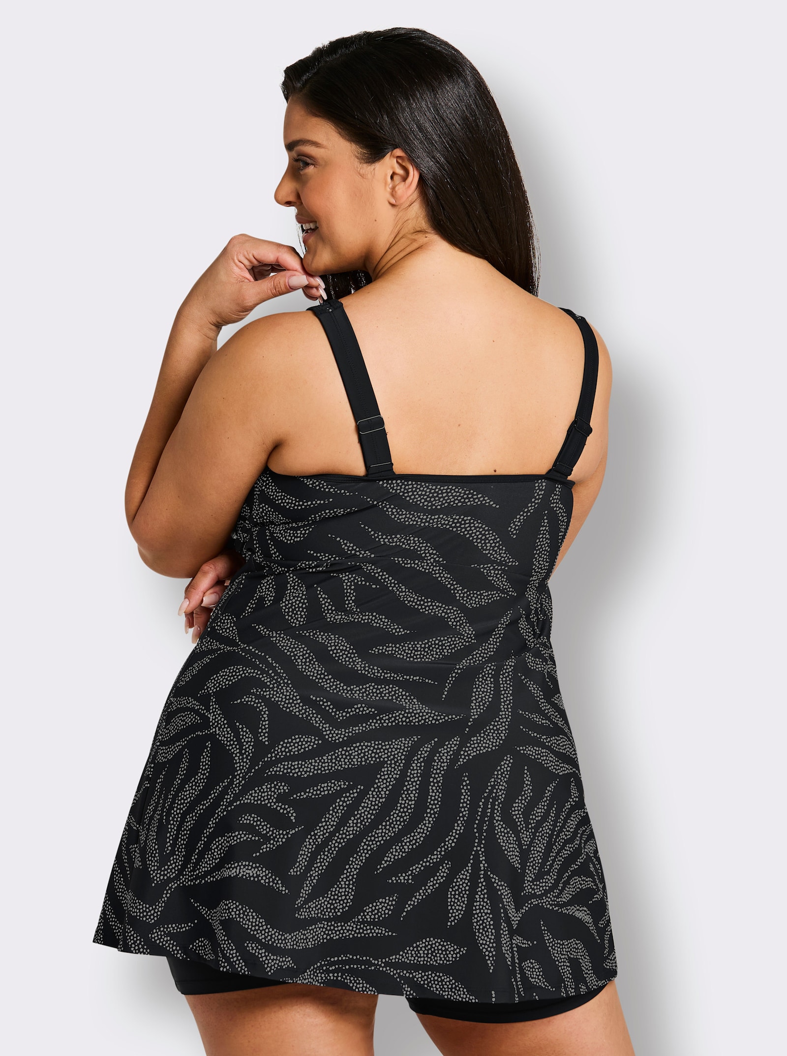 sheego Badekleid mit Pünktchenprint - schwarz-weiß-bedruckt