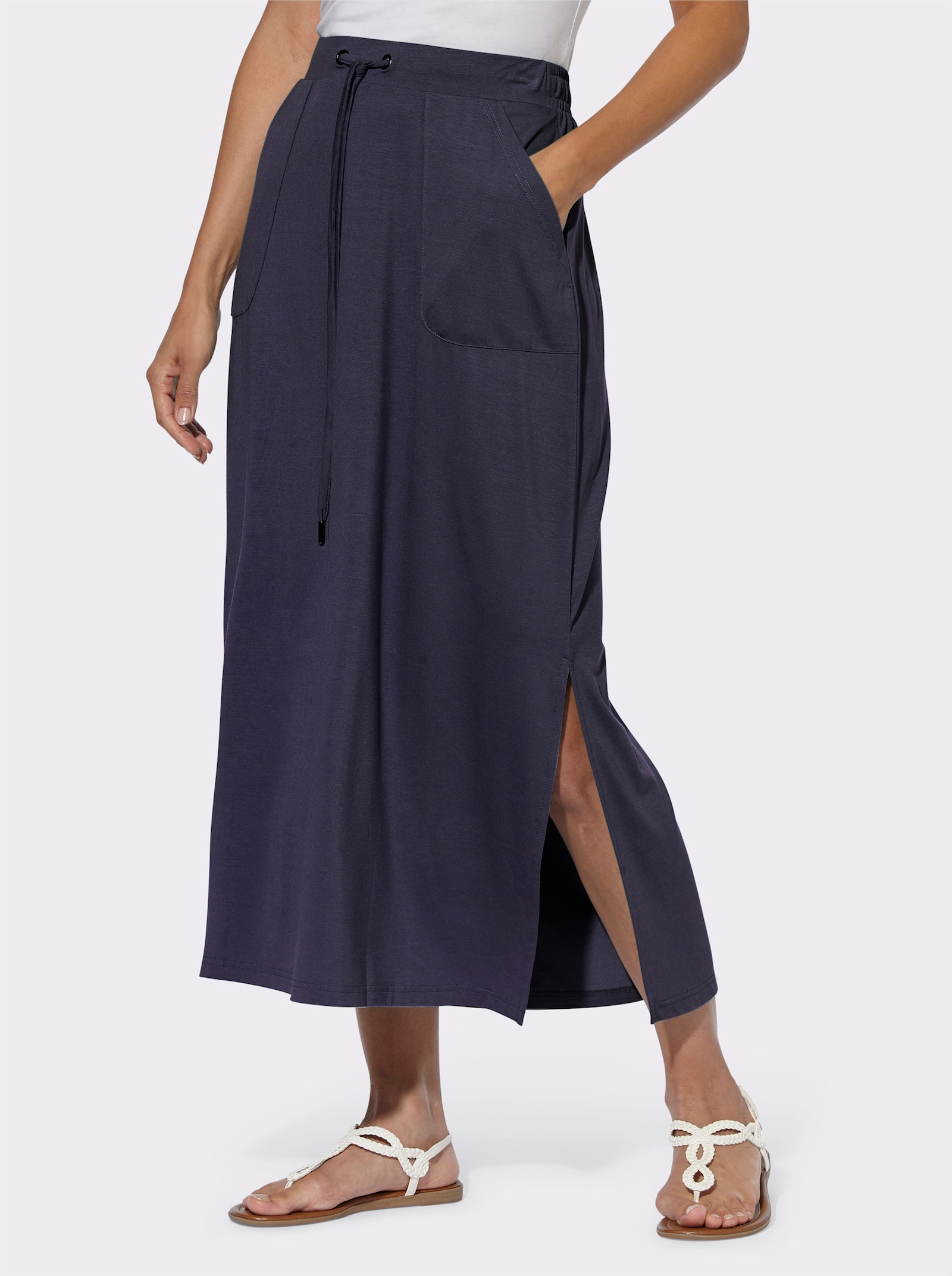 Jerseyrock mit Seitenschlitz - marine