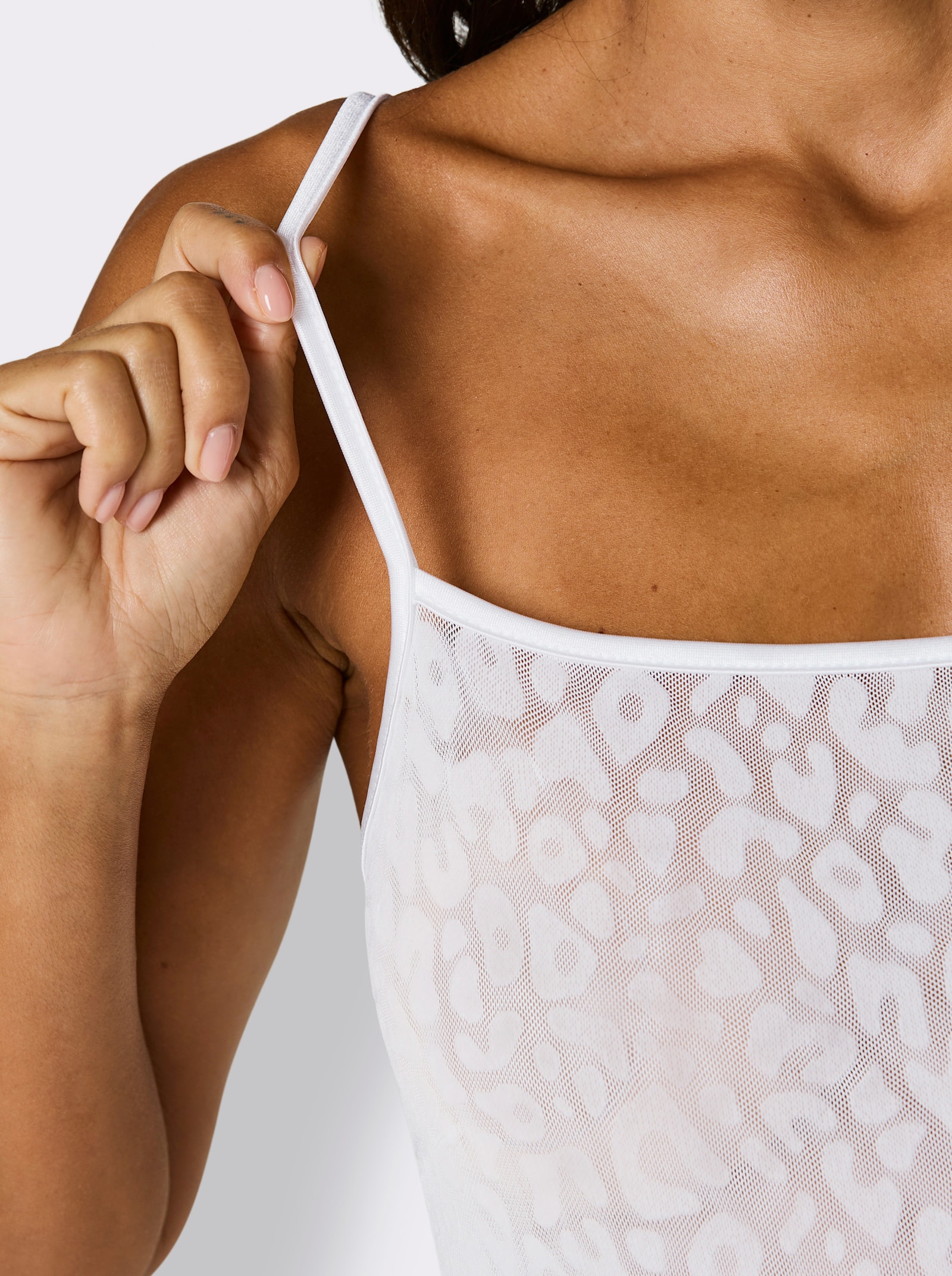 wäschepur Trägerhemd mit Animal-Print - weiß