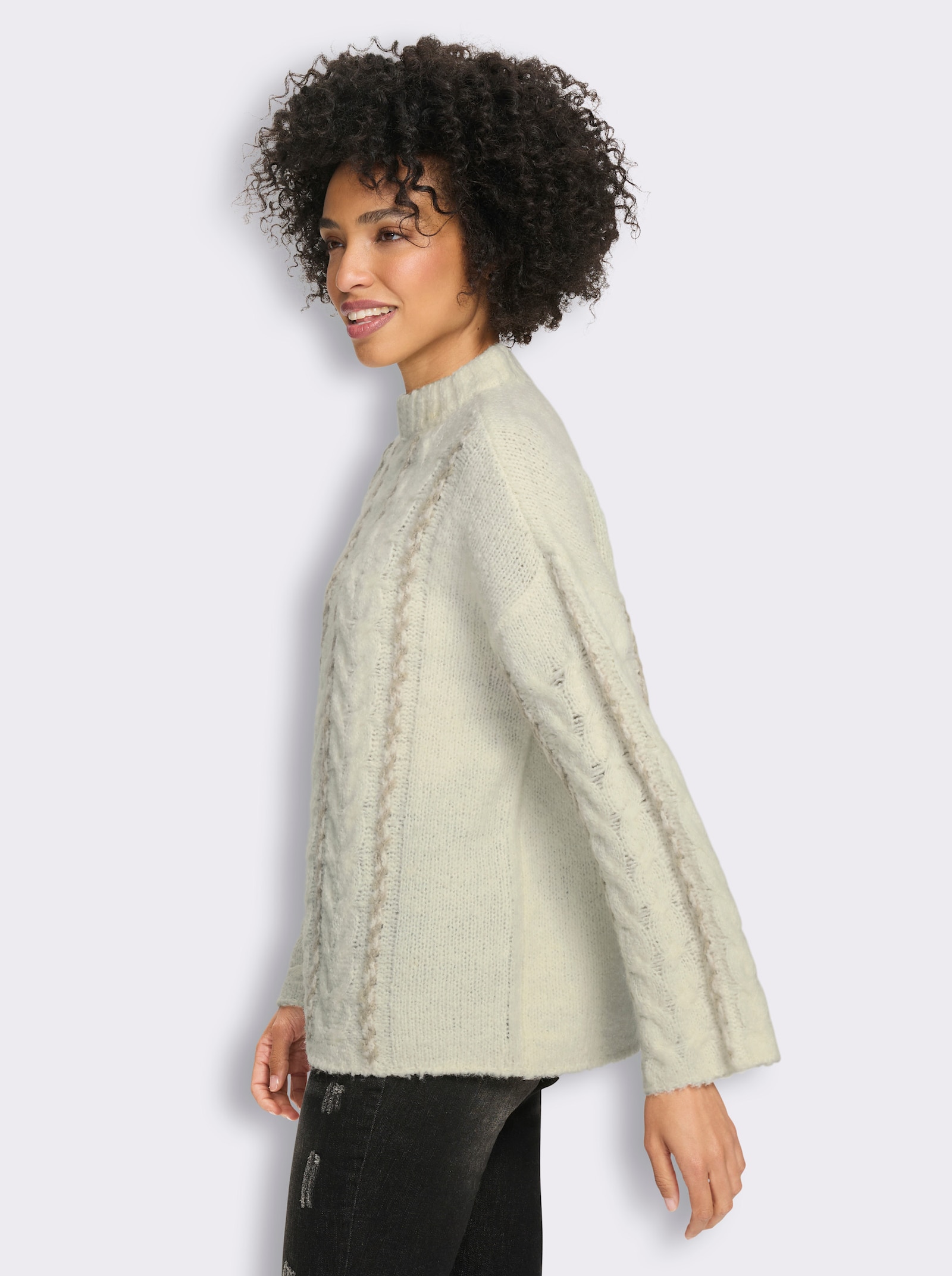 heine Strickpullover mit Zopfmuster - champagner
