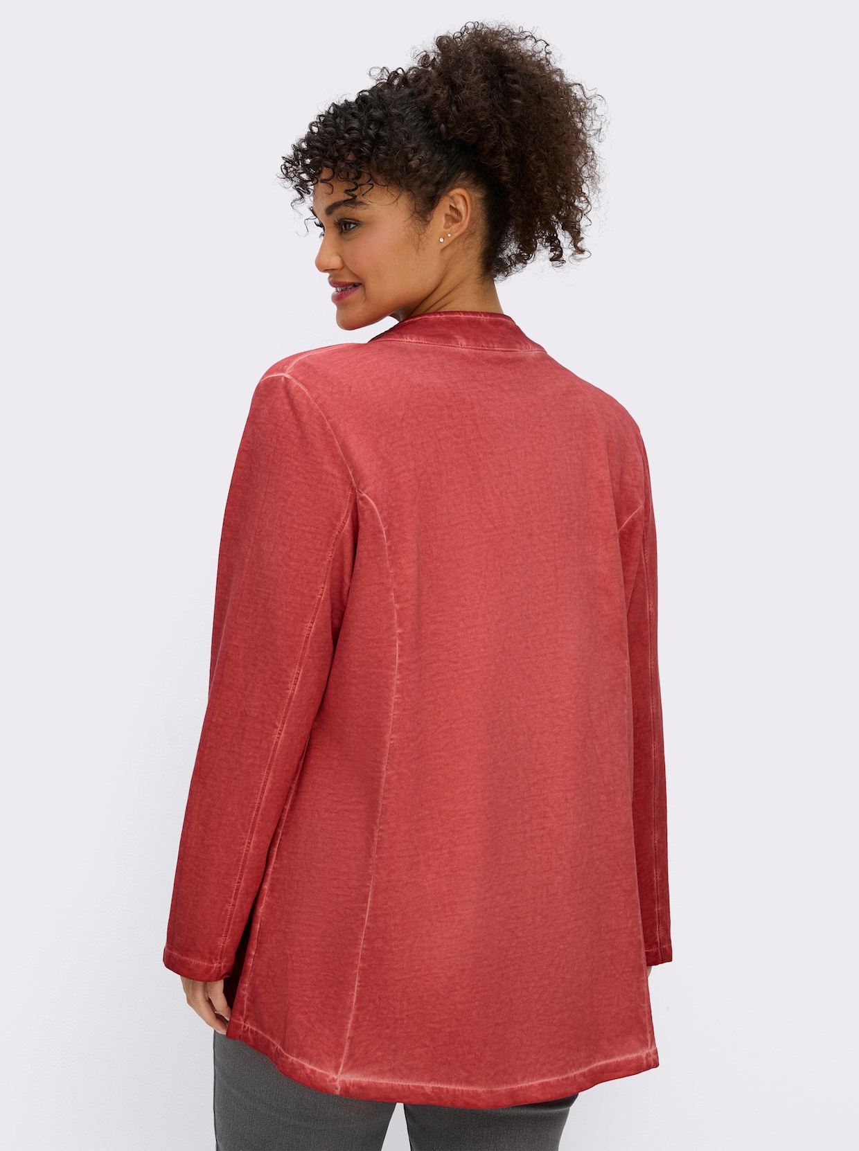 Sweatjacke in Oil-dyed-Optik - grapefruit