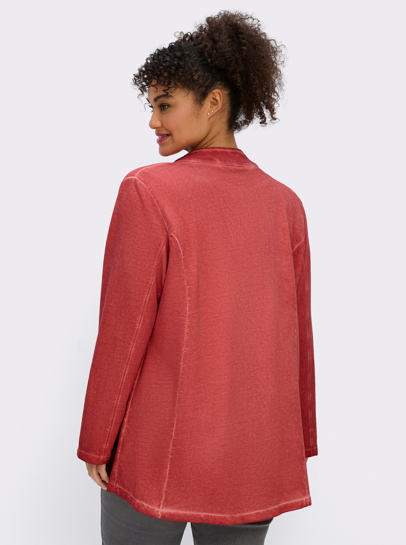 Sweatjacke in Oil-dyed-Optik - grapefruit