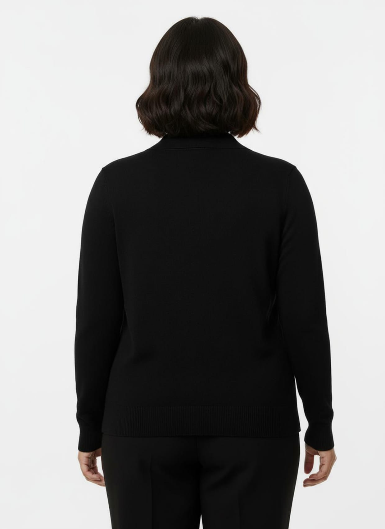 Polopullover mit kurzer Knopfleiste - schwarz