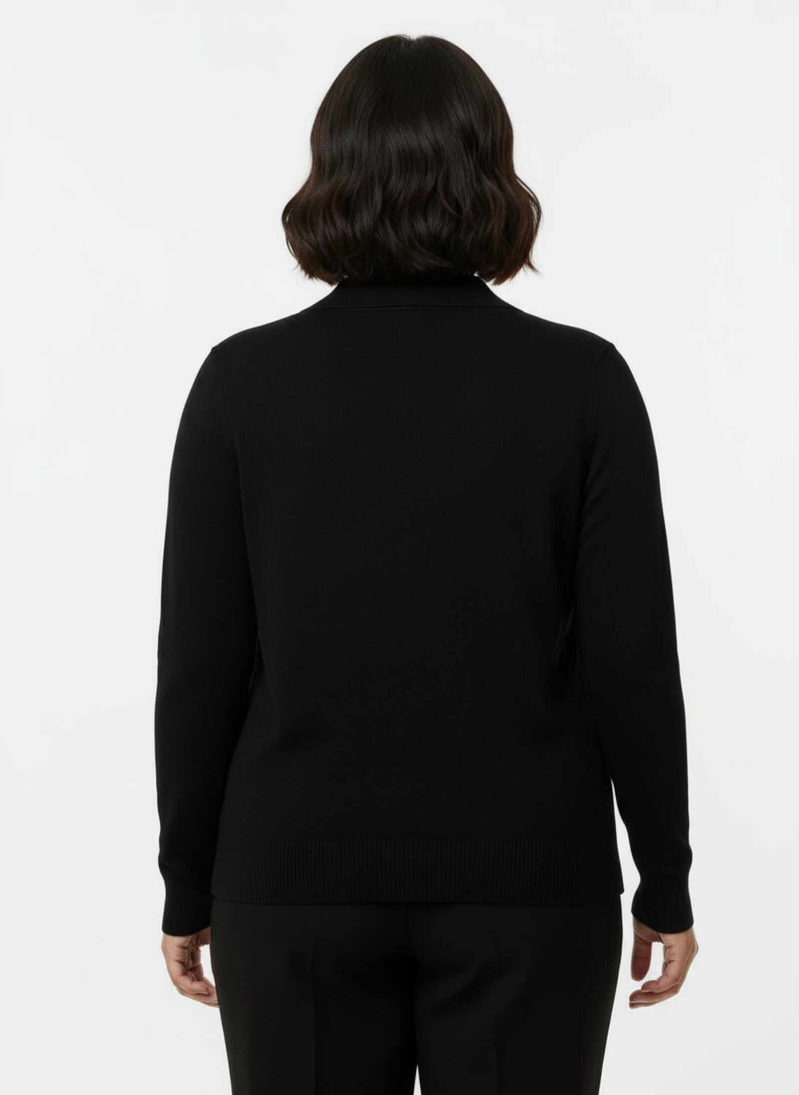 Polopullover mit kurzer Knopfleiste - schwarz