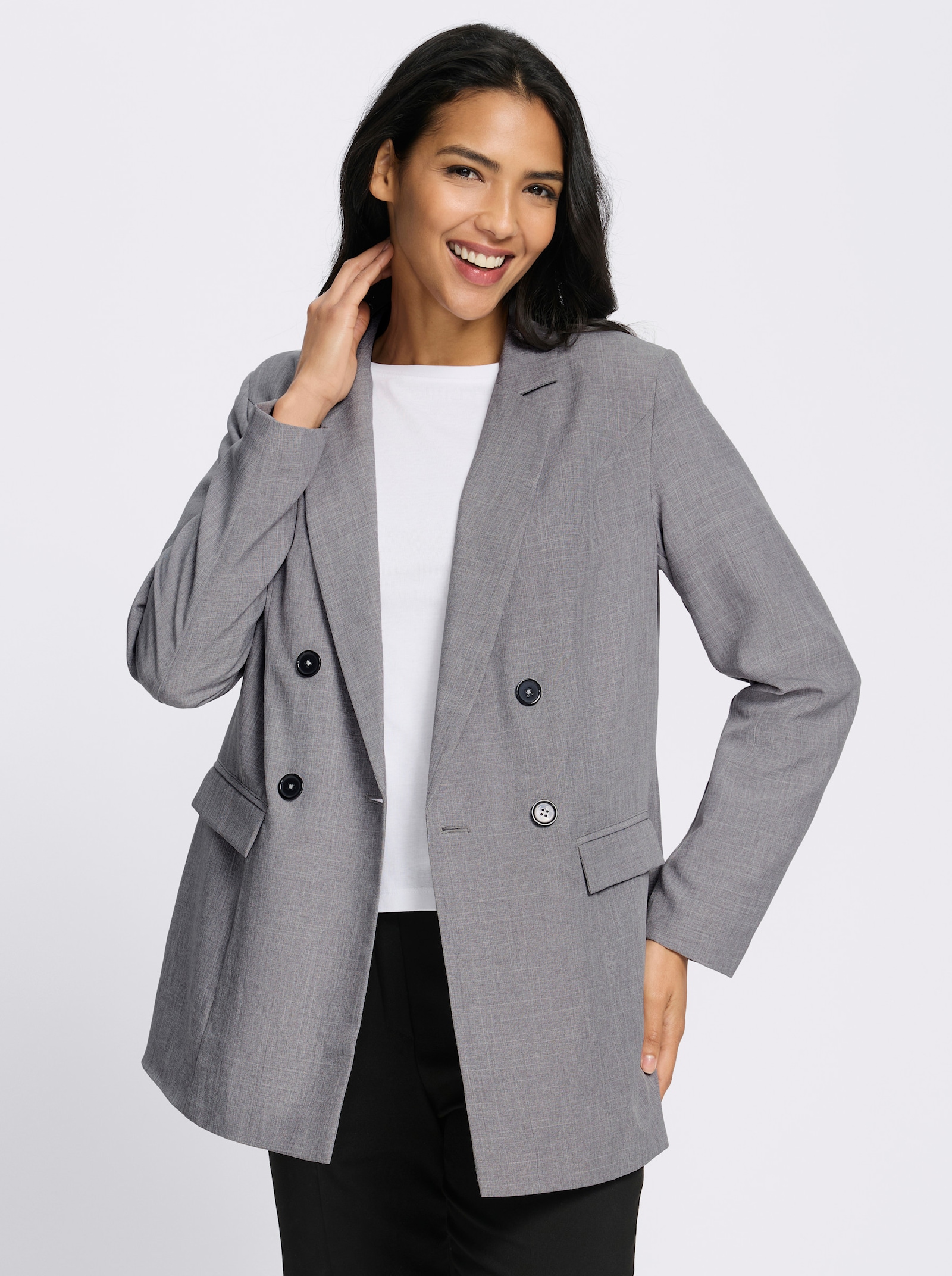 Blazer mit Pattentaschen - hellgrau-meliert