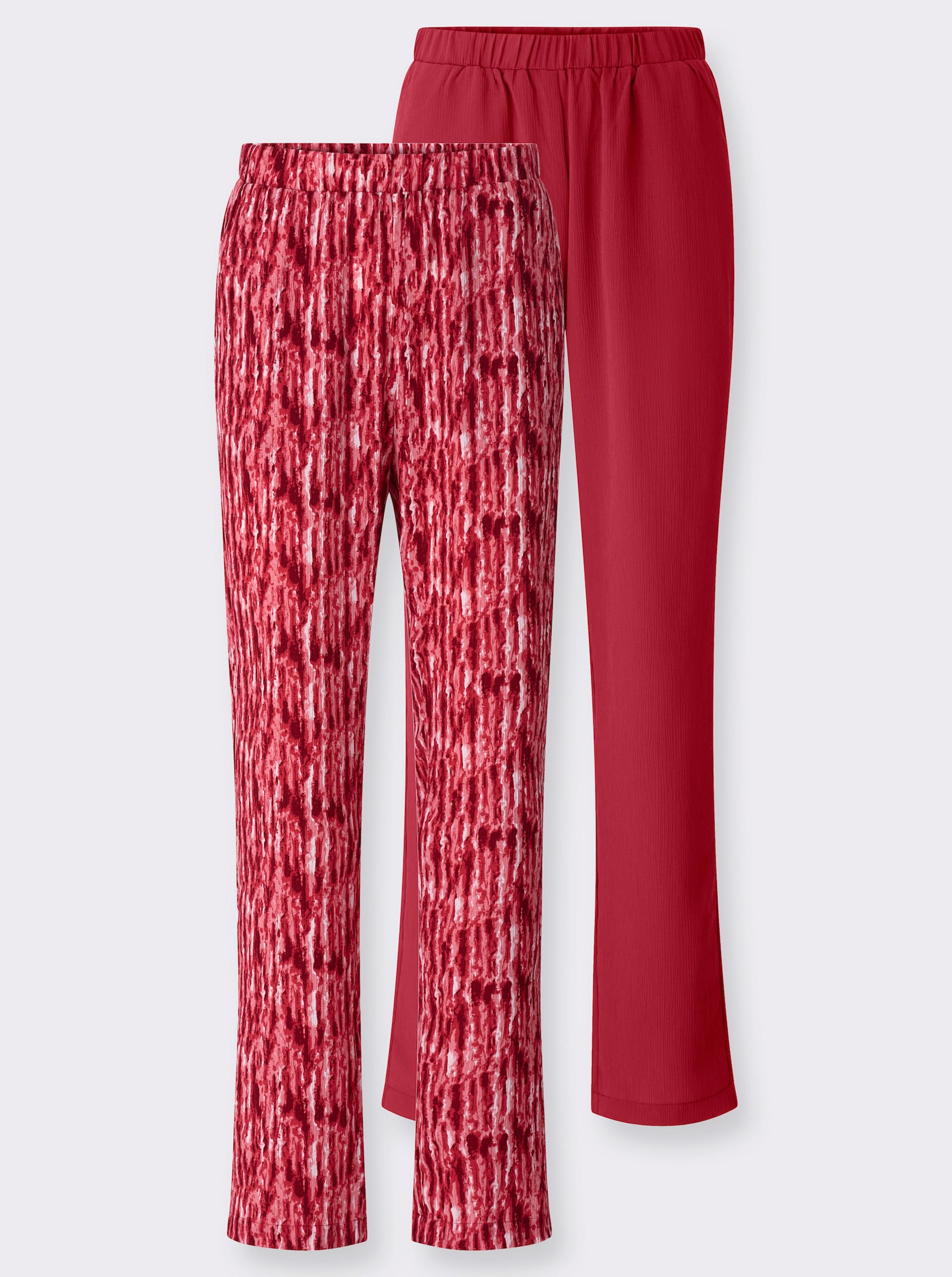 Comfortbroek met wijde pijpen - aardbei + aardbei/ecru bedrukt