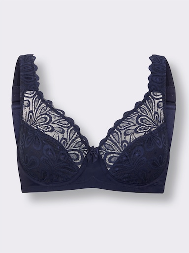 wäschepur Entlastungs-BH mit Bügel mit floraler Spitze - marine