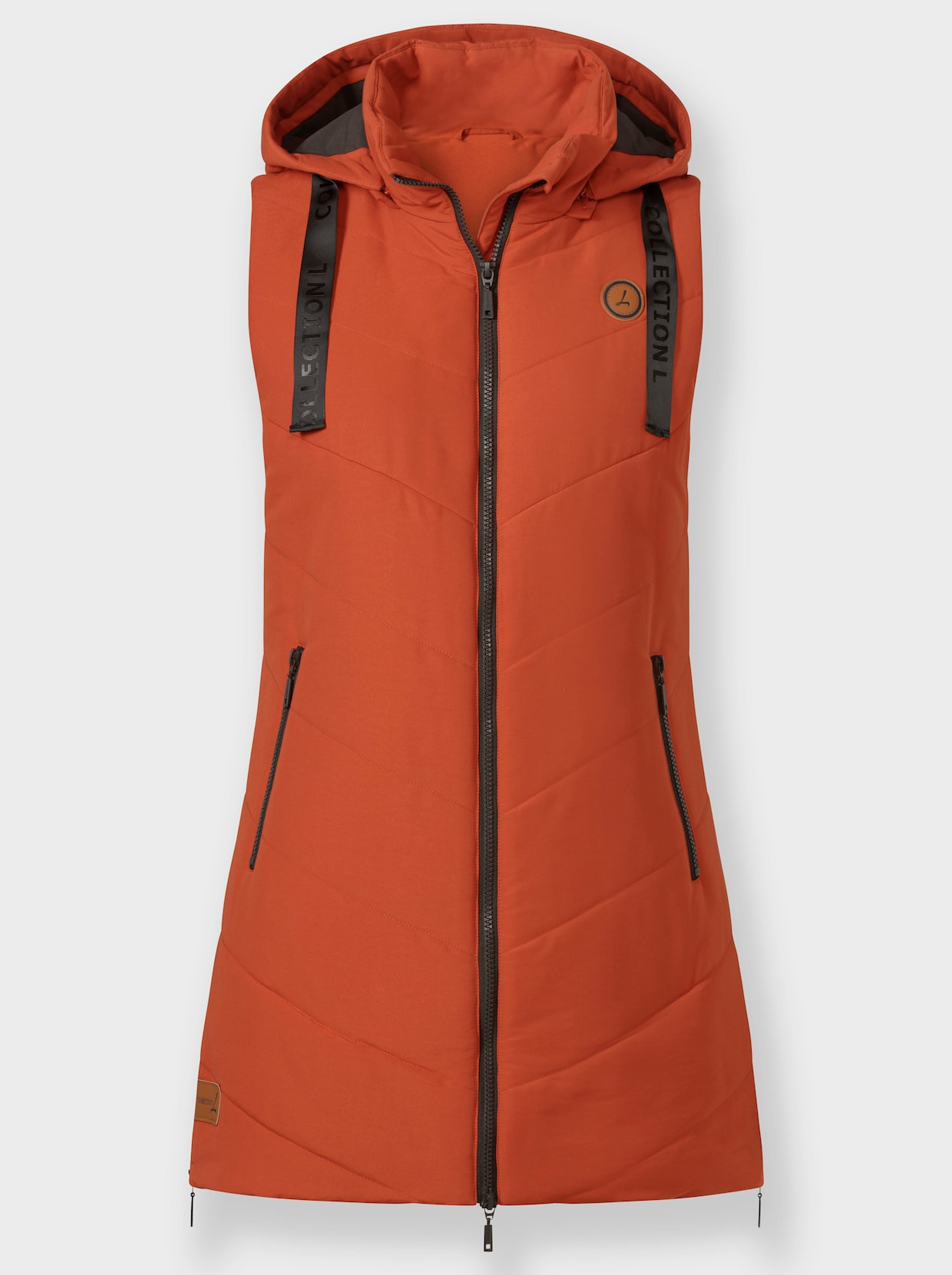 Longweste mit V-Steppung - rostrot